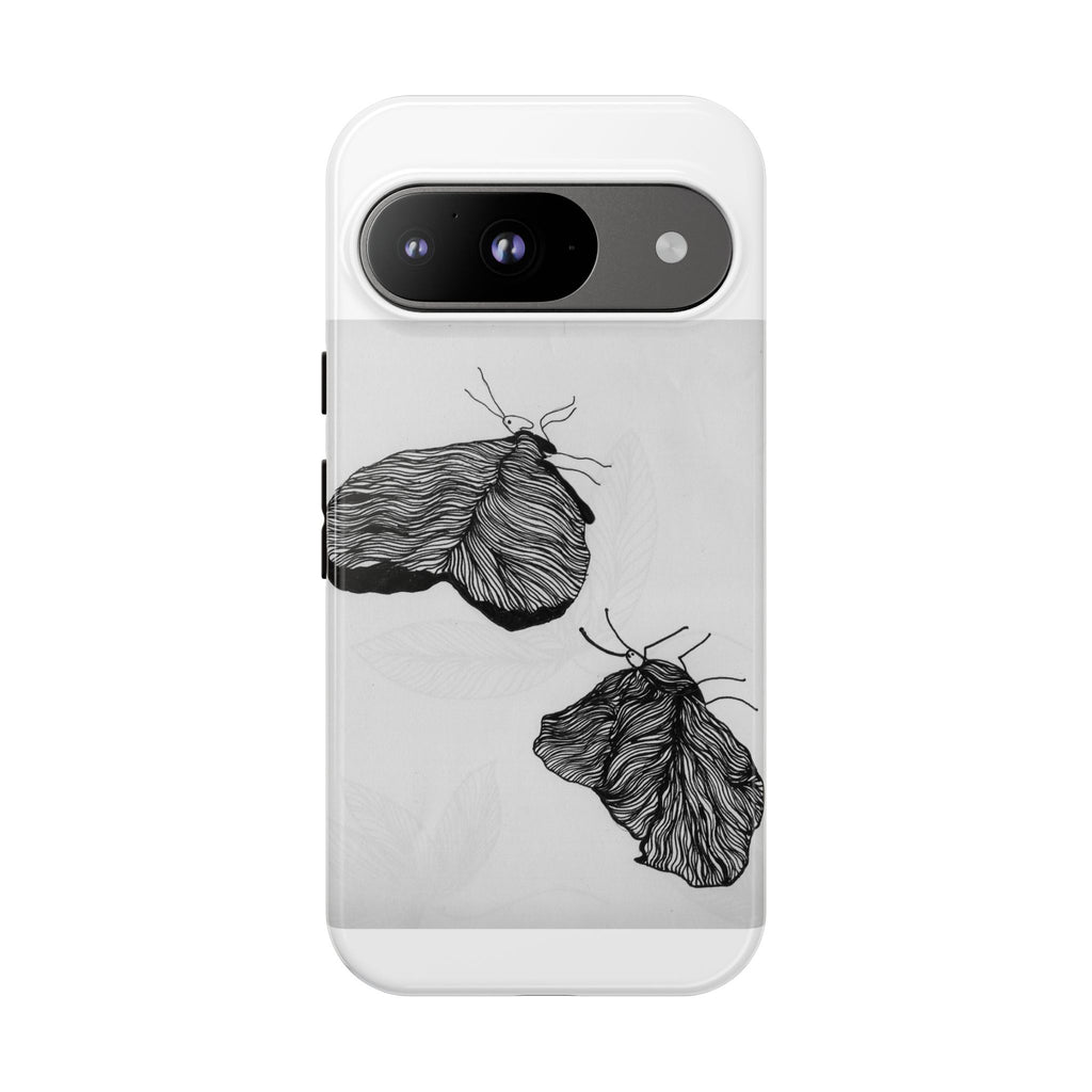 Moth Sketch Phone Case — Minimal Monochrome Insect Art iPhone Cover