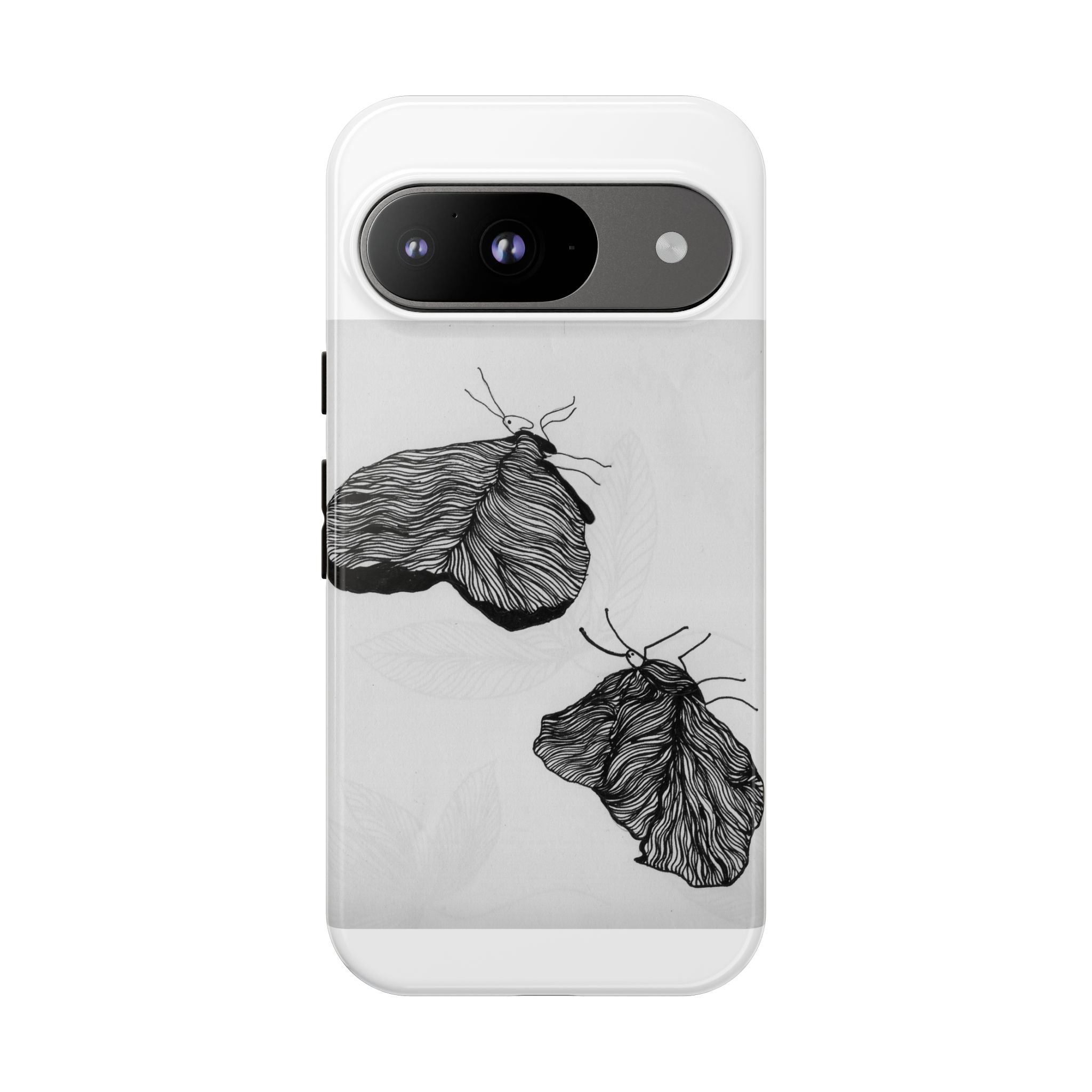 Moth Sketch Phone Case — Minimal Monochrome Insect Art iPhone Cover