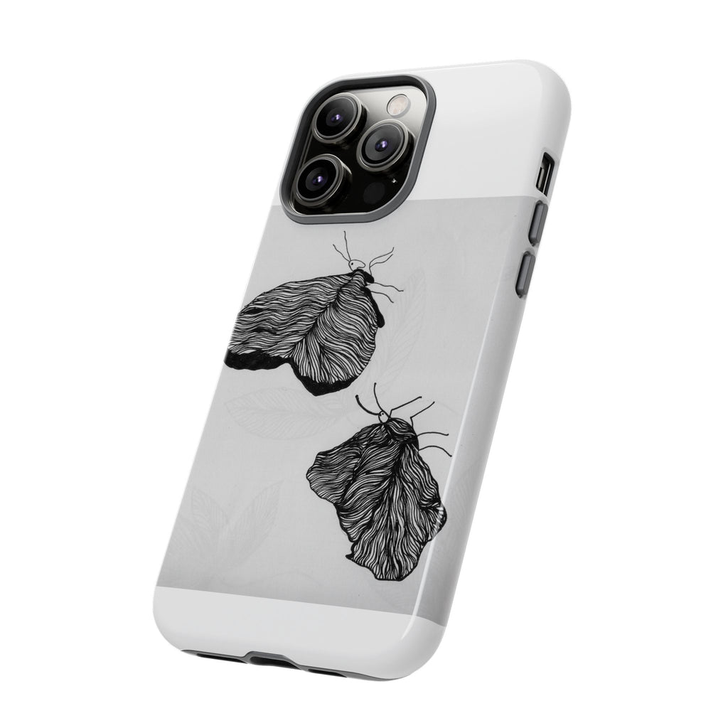 Moth Sketch Phone Case — Minimal Monochrome Insect Art iPhone Cover