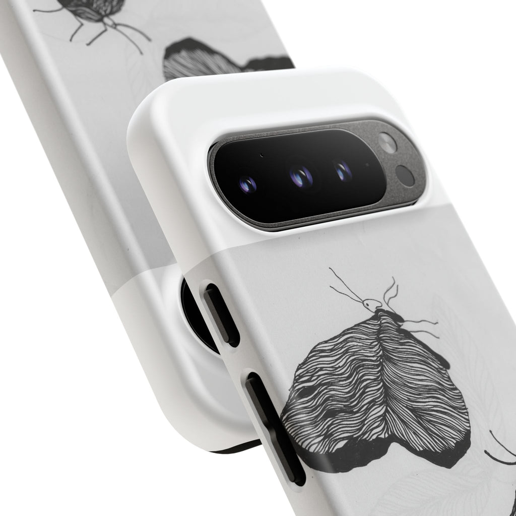 Moth Sketch Phone Case — Minimal Monochrome Insect Art iPhone Cover