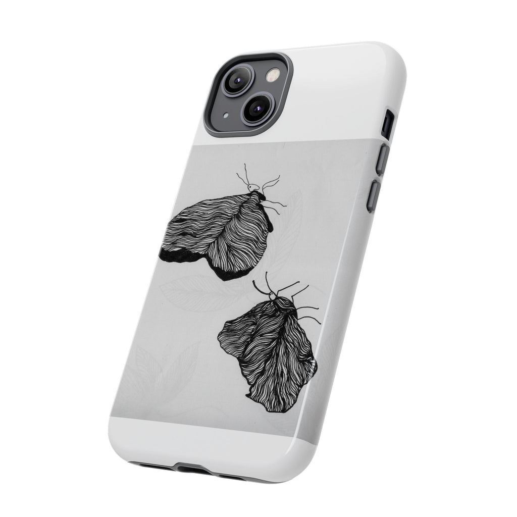 Moth Sketch Phone Case — Minimal Monochrome Insect Art iPhone Cover