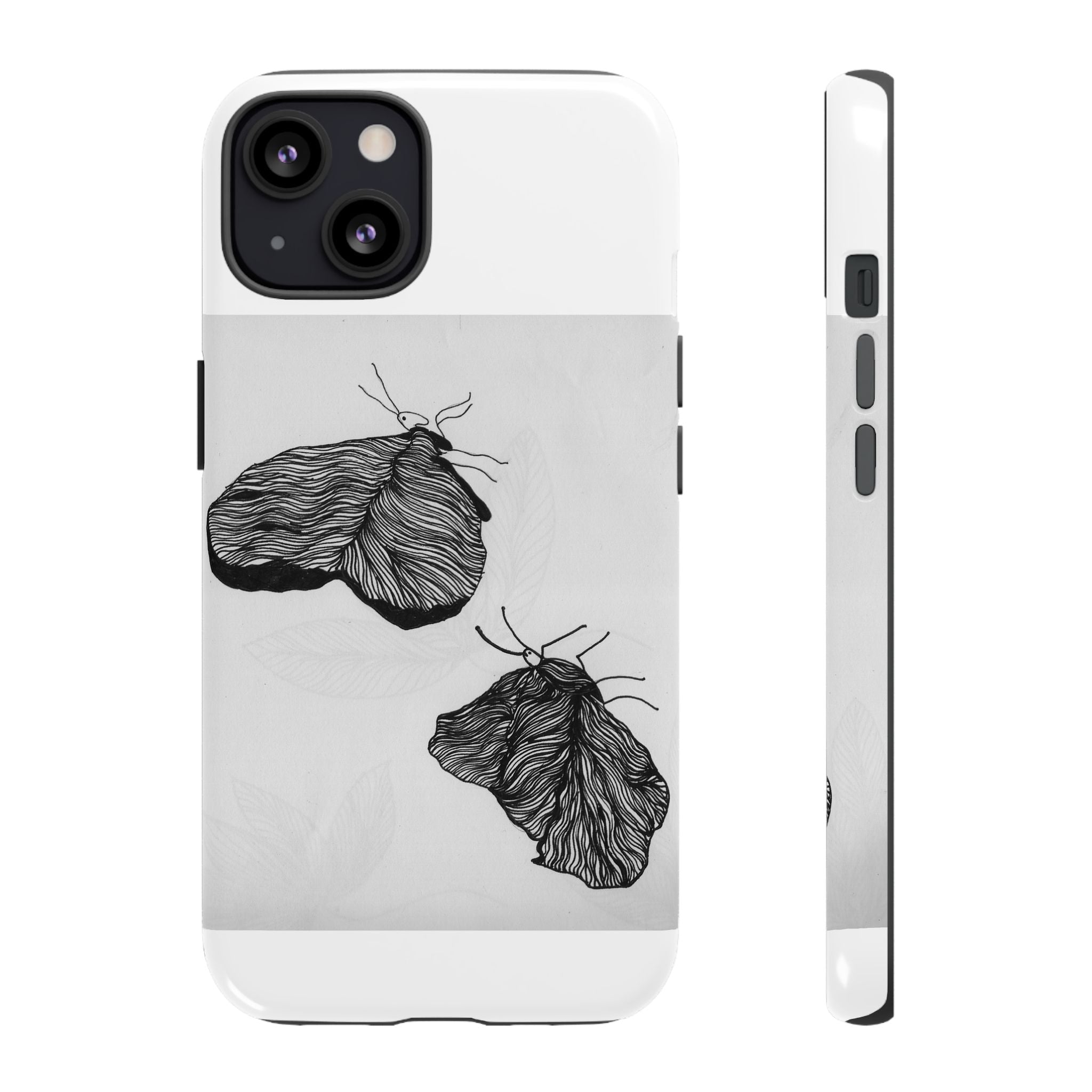 Moth Sketch Phone Case — Minimal Monochrome Insect Art iPhone Cover