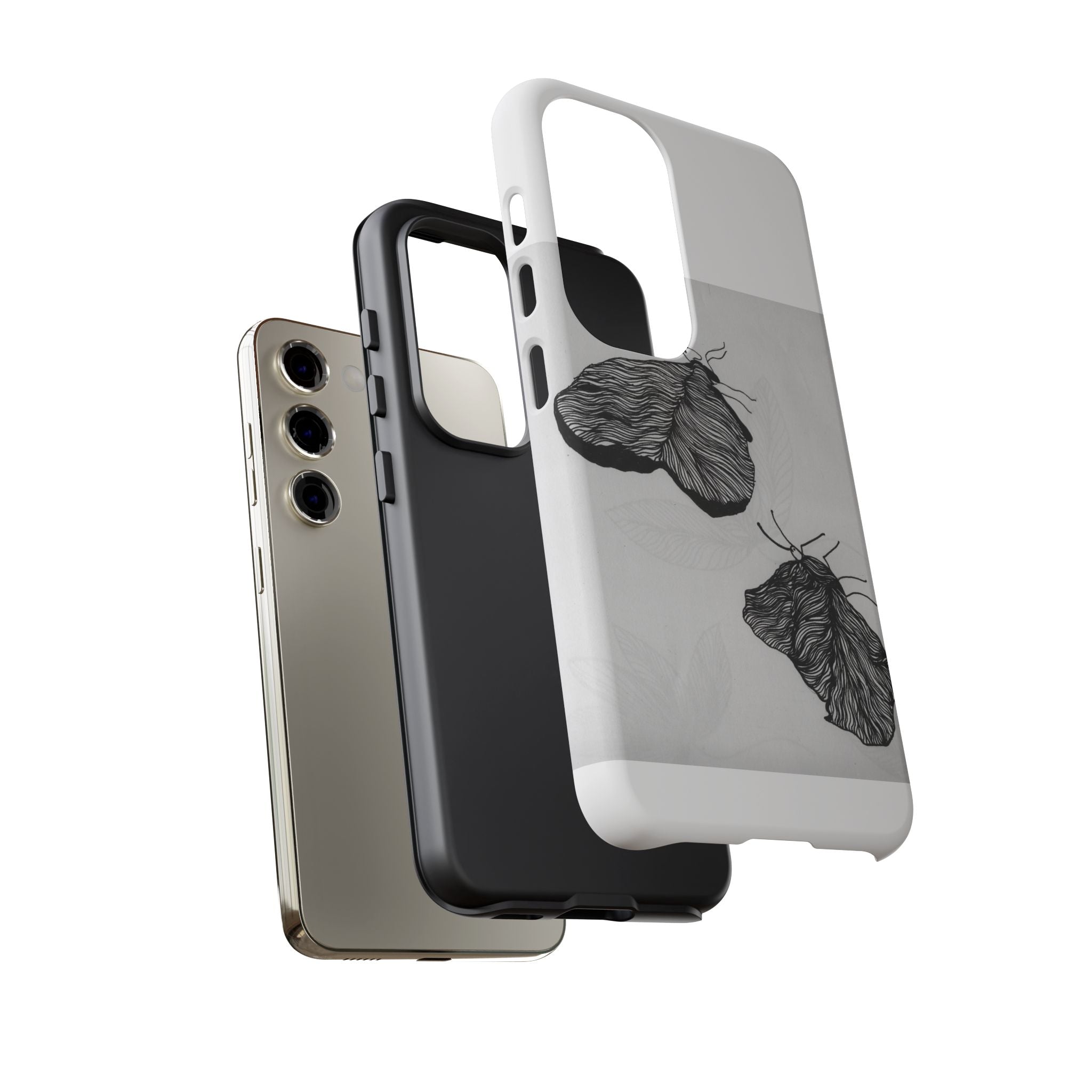 Moth Sketch Phone Case — Minimal Monochrome Insect Art iPhone Cover