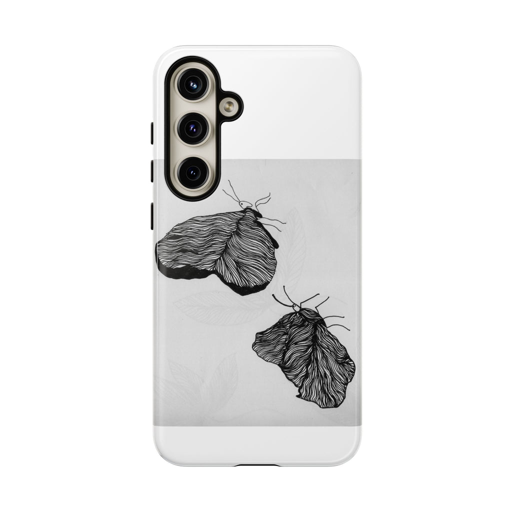 Moth Sketch Phone Case — Minimal Monochrome Insect Art iPhone Cover