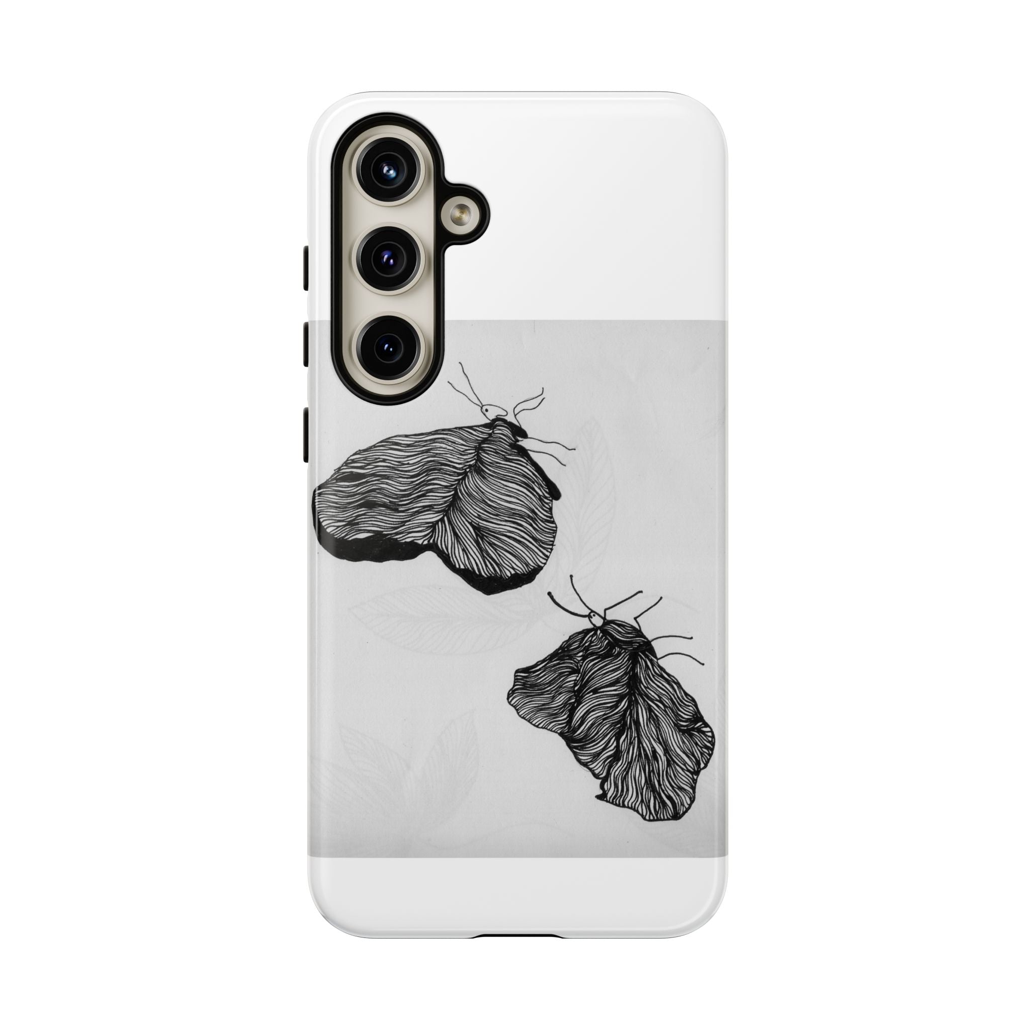 Moth Sketch Phone Case — Minimal Monochrome Insect Art iPhone Cover