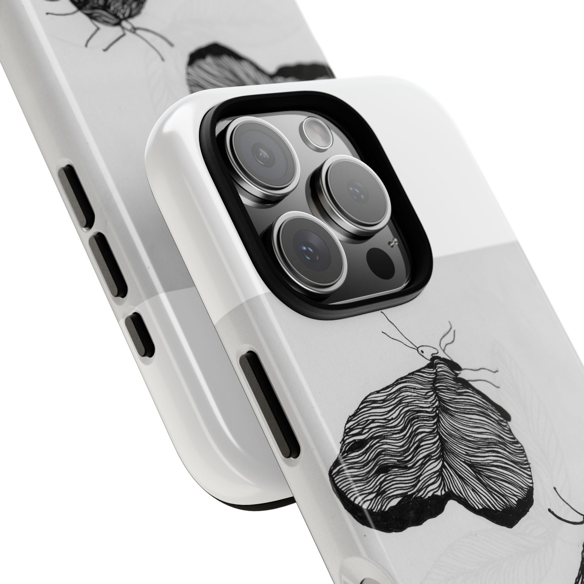 Moth Sketch Phone Case — Minimal Monochrome Insect Art iPhone Cover