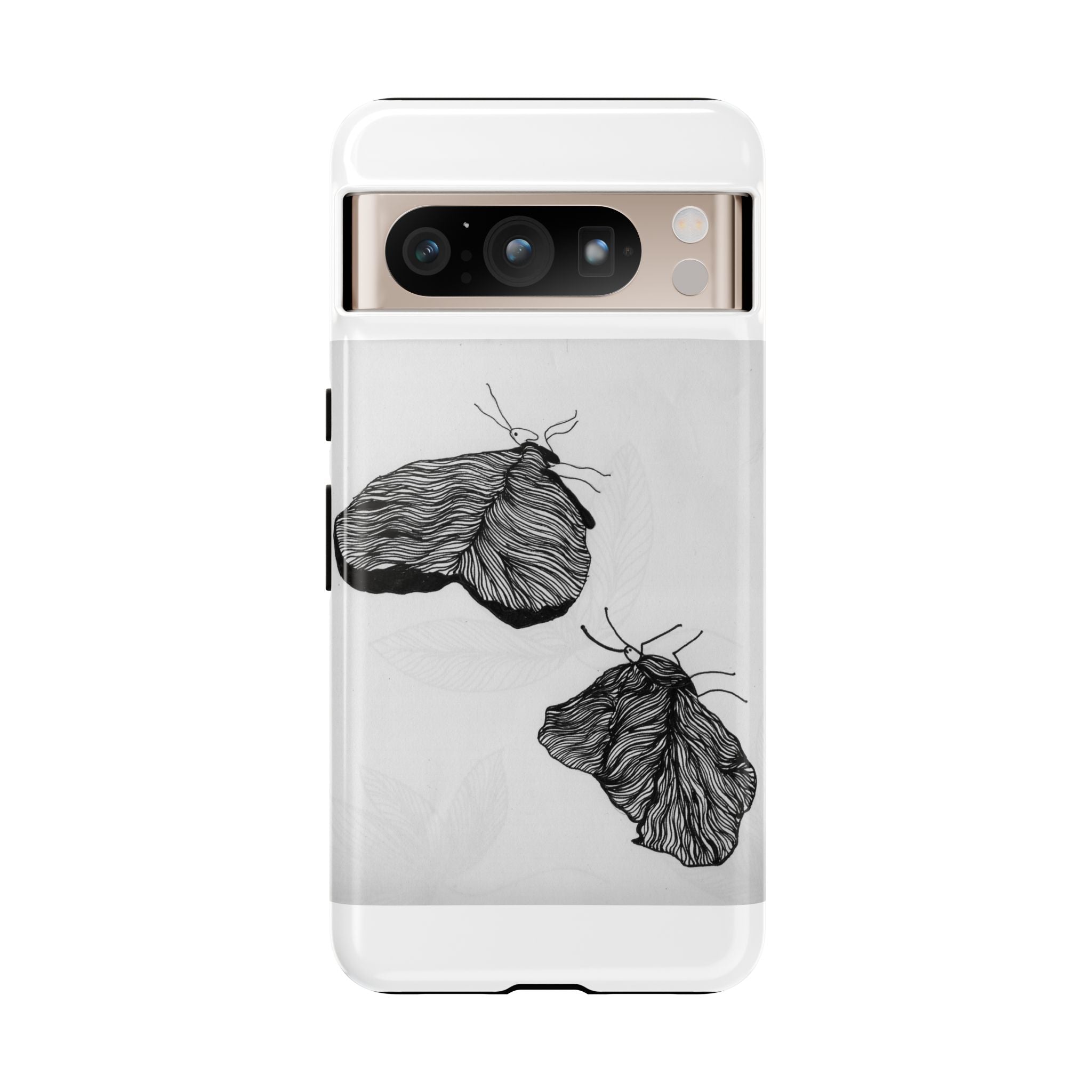 Moth Sketch Phone Case — Minimal Monochrome Insect Art iPhone Cover