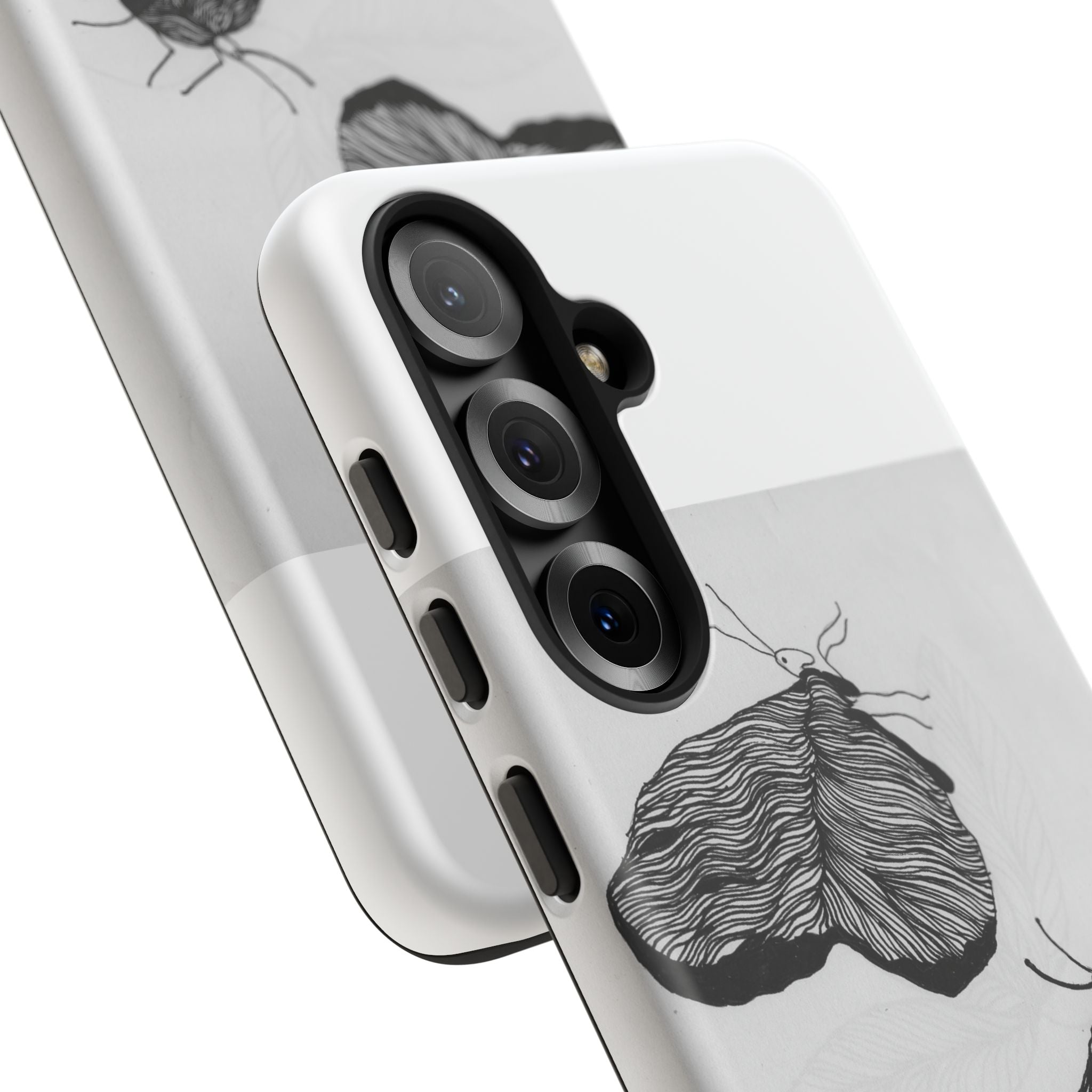 Moth Sketch Phone Case — Minimal Monochrome Insect Art iPhone Cover