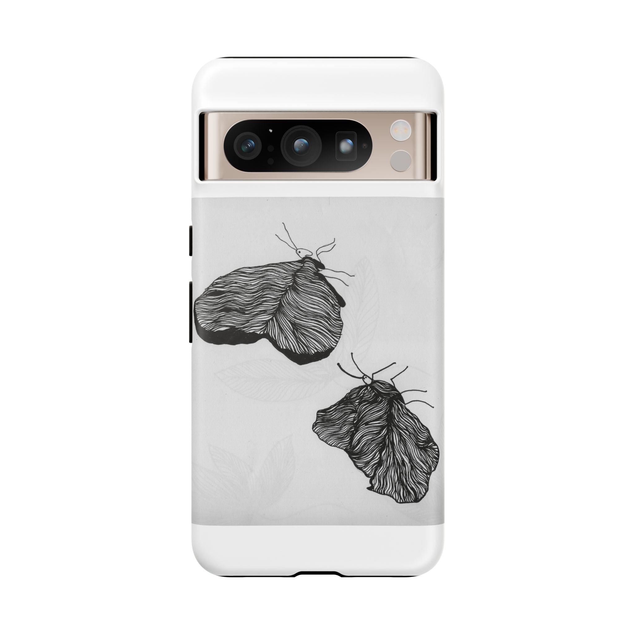 Moth Sketch Phone Case — Minimal Monochrome Insect Art iPhone Cover