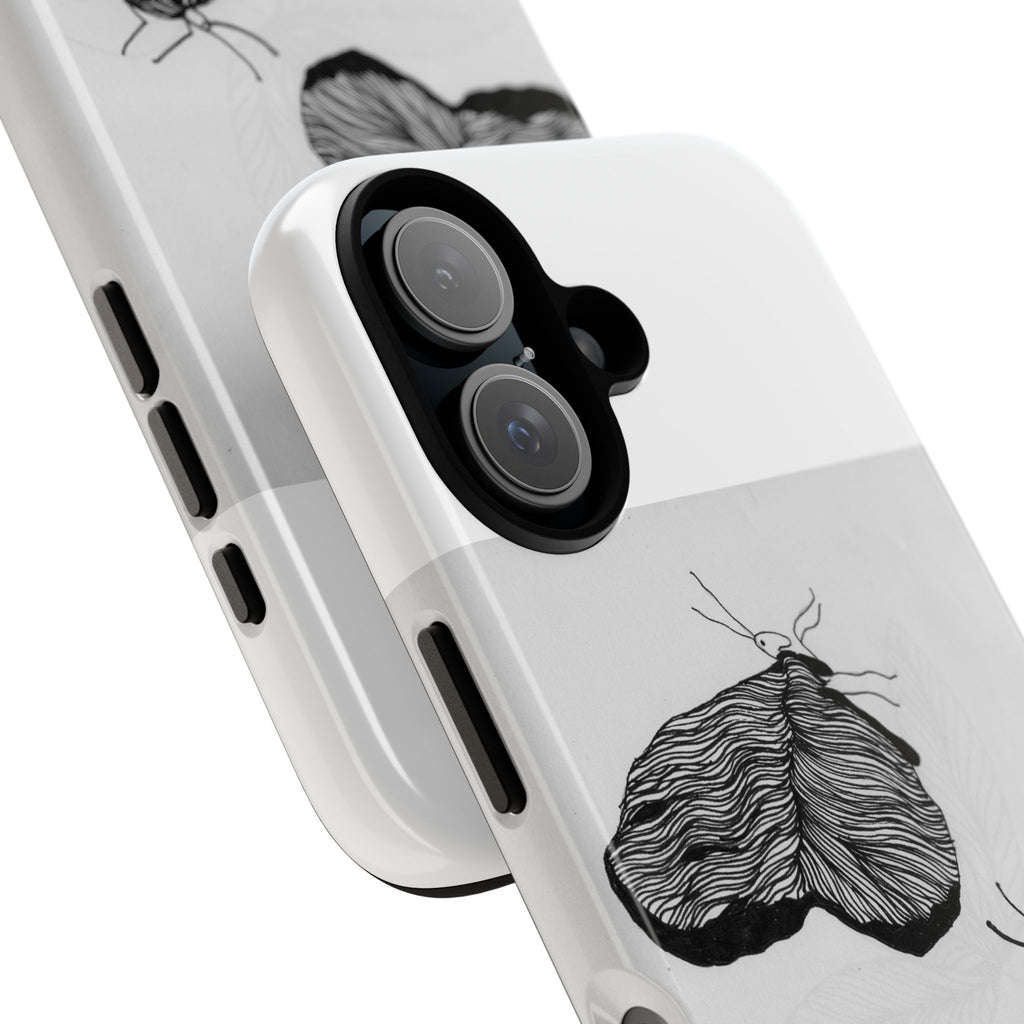 Phone Case — Minimal Black & White Moth Illustration