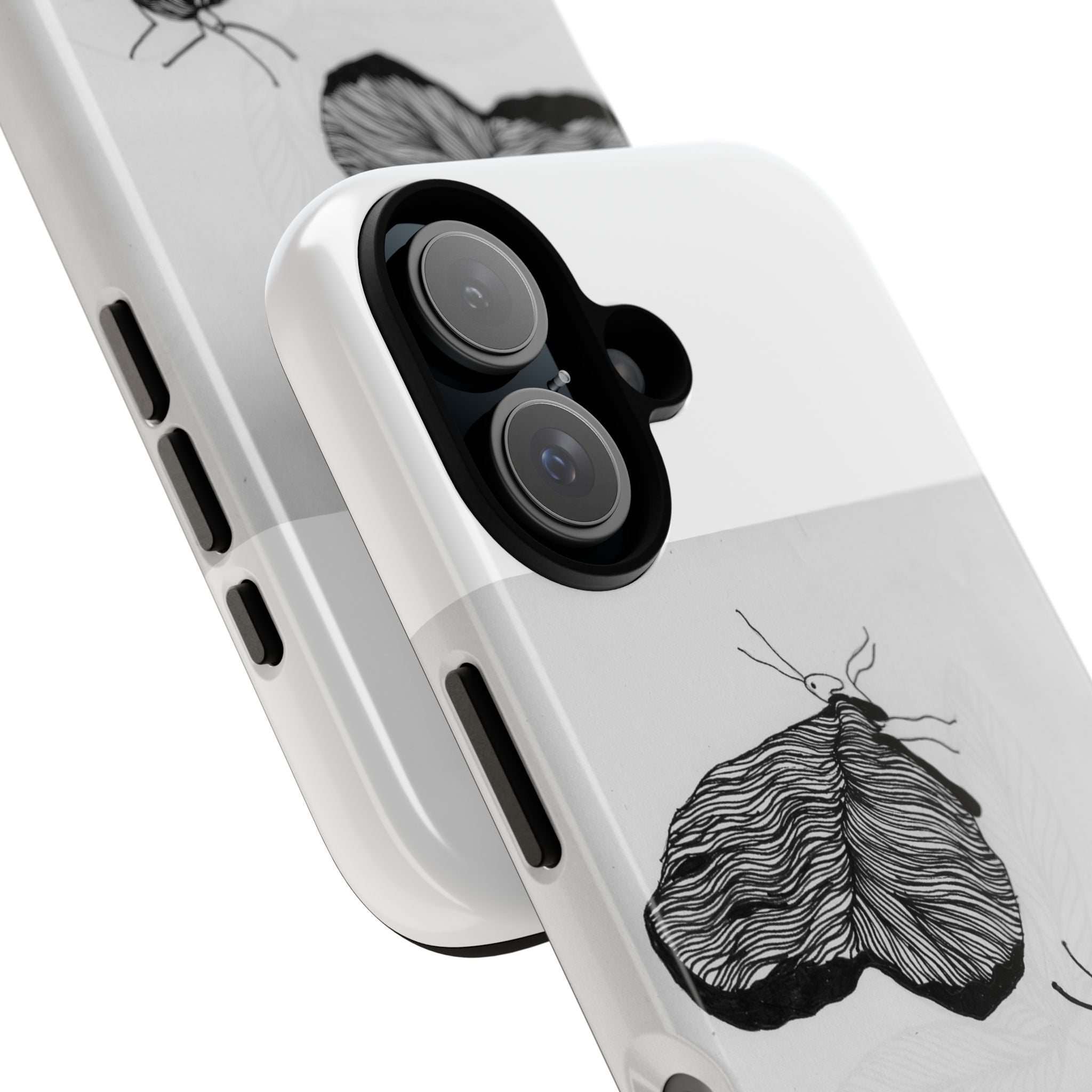 Phone Case — Minimal Black & White Moth Illustration