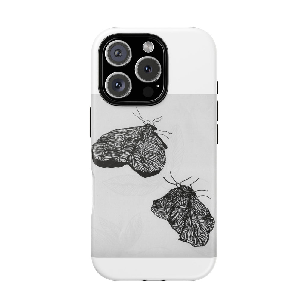 Moth Sketch Phone Case — Minimal Monochrome Insect Art iPhone Cover