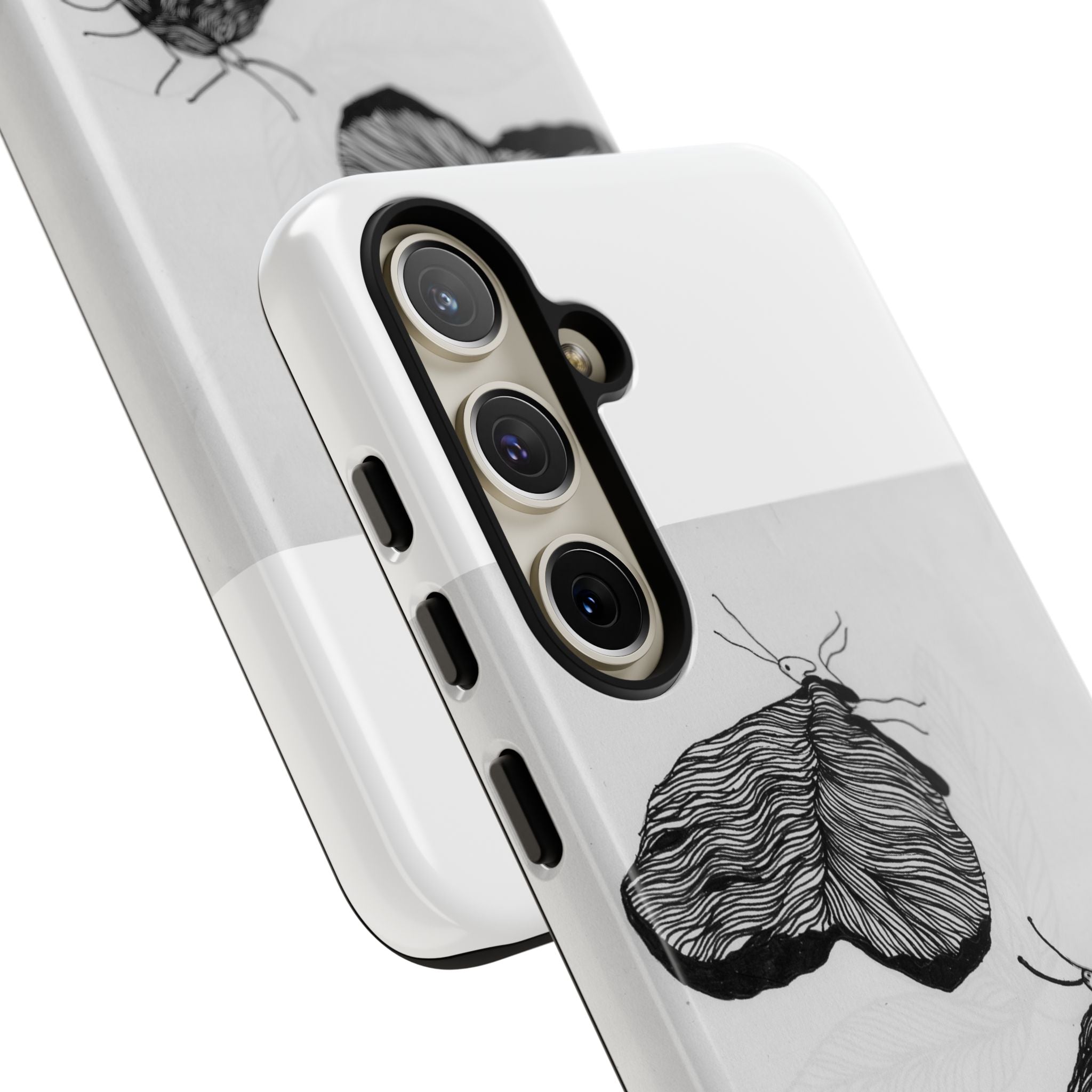 Moth Sketch Phone Case — Minimal Monochrome Insect Art iPhone Cover