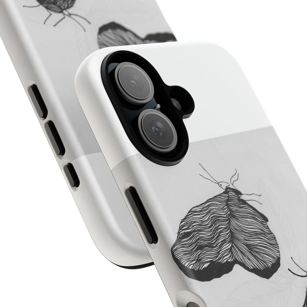 Moth Sketch Phone Case — Minimal Monochrome Insect Art iPhone Cover