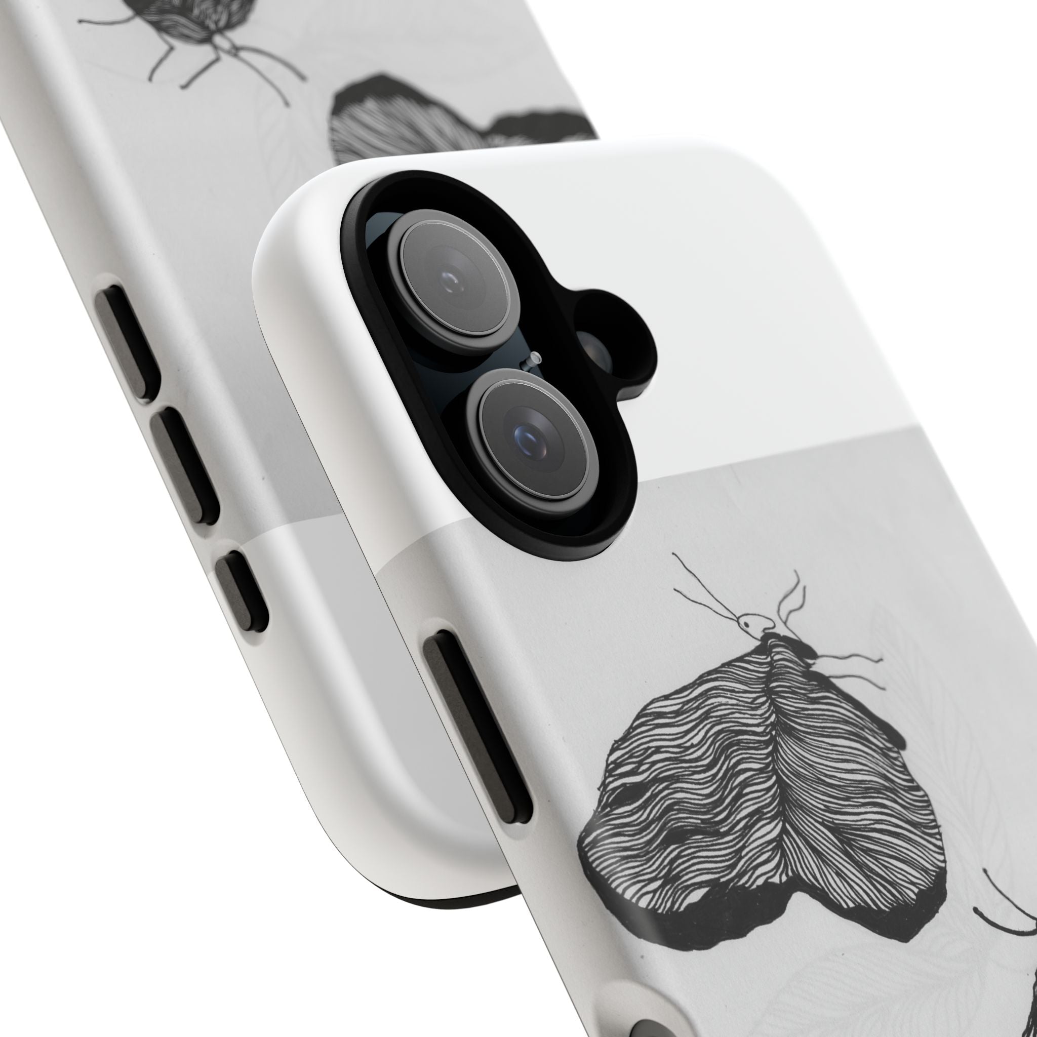 Moth Sketch Phone Case — Minimal Monochrome Insect Art iPhone Cover