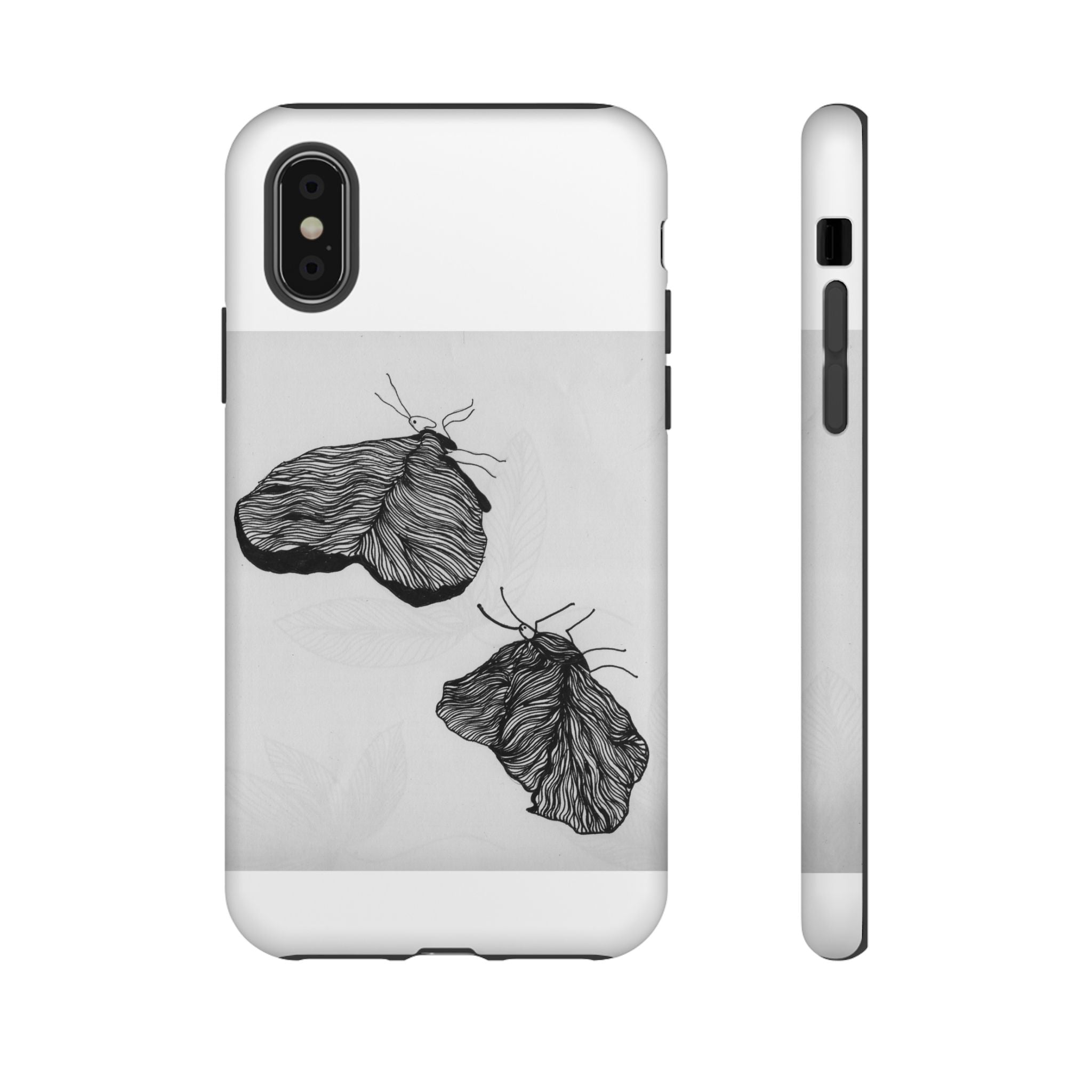 Moth Sketch Phone Case — Minimal Monochrome Insect Art iPhone Cover