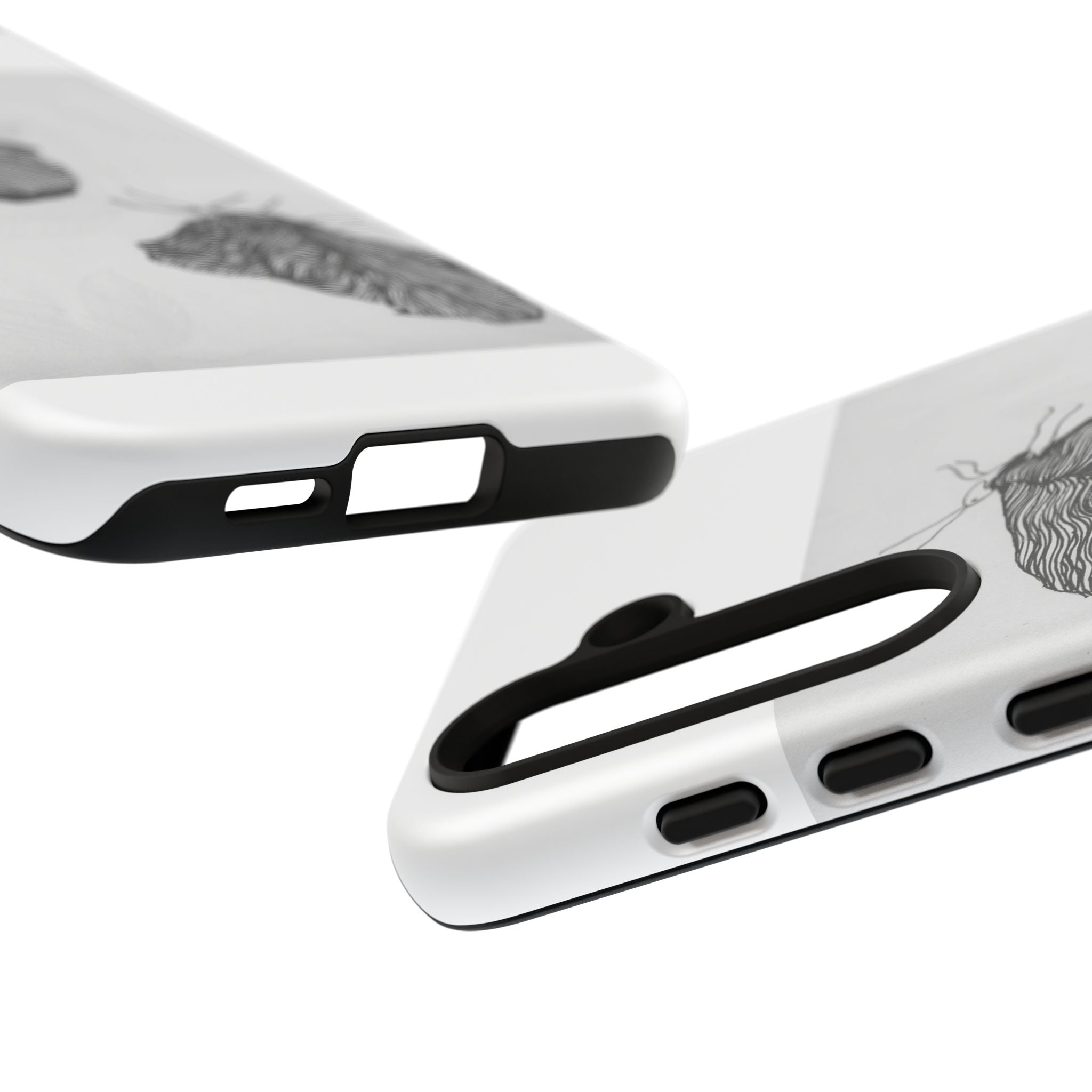 Moth Sketch Phone Case — Minimal Monochrome Insect Art iPhone Cover