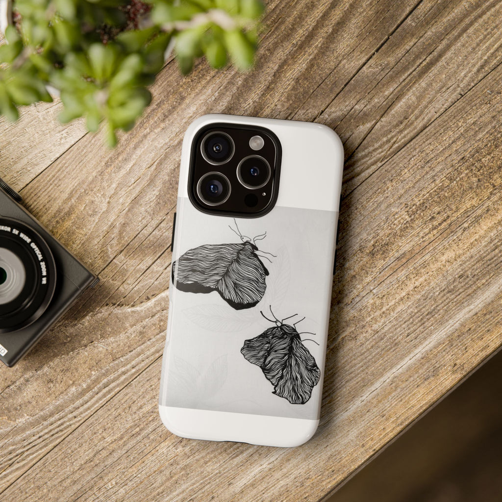 Moth Sketch Phone Case — Minimal Monochrome Insect Art iPhone Cover