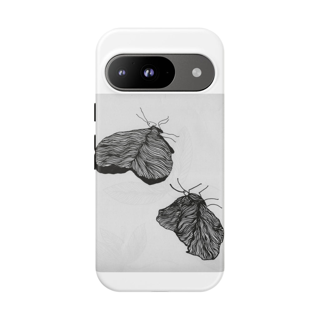 Moth Sketch Phone Case — Minimal Monochrome Insect Art iPhone Cover