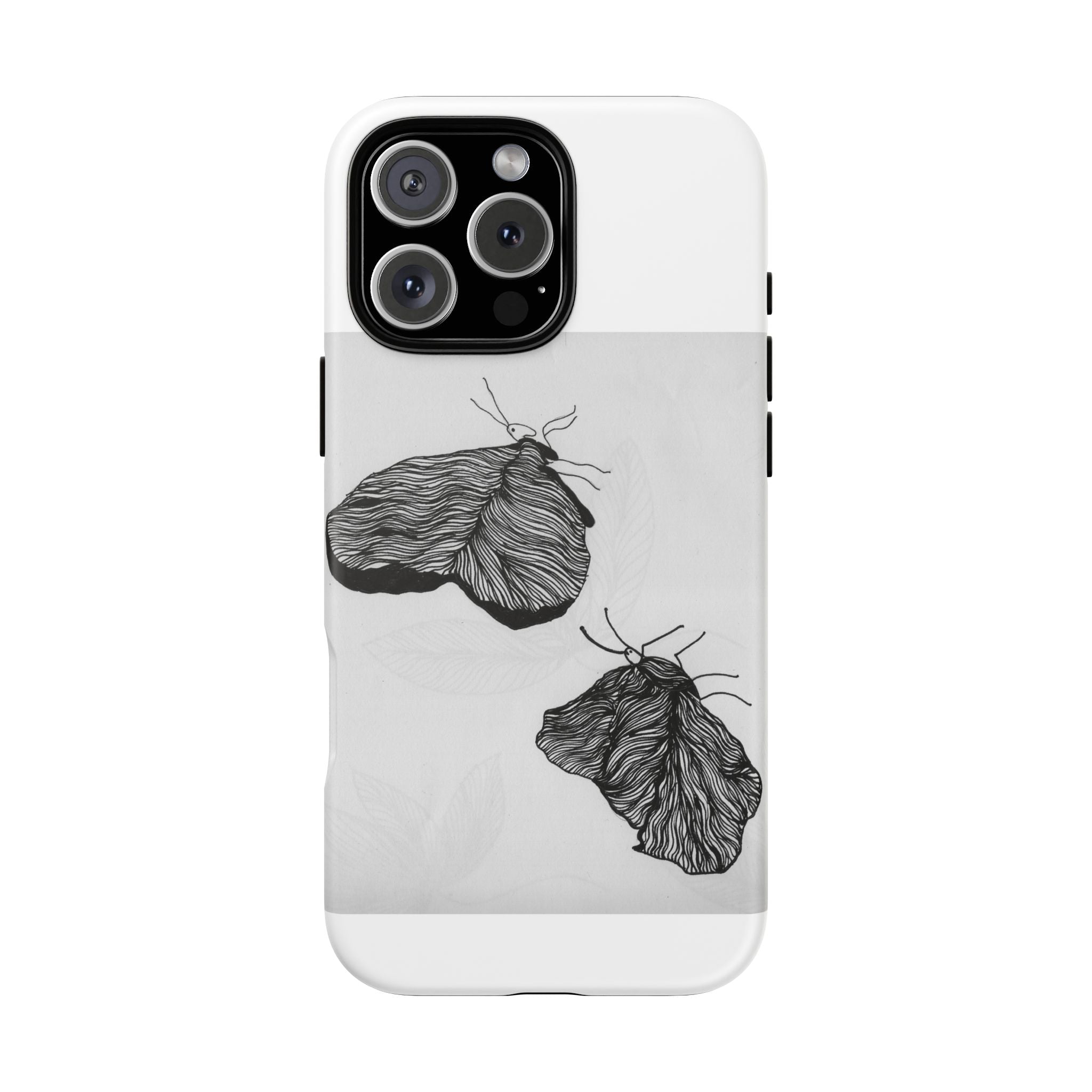 Moth Sketch Phone Case — Minimal Monochrome Insect Art iPhone Cover