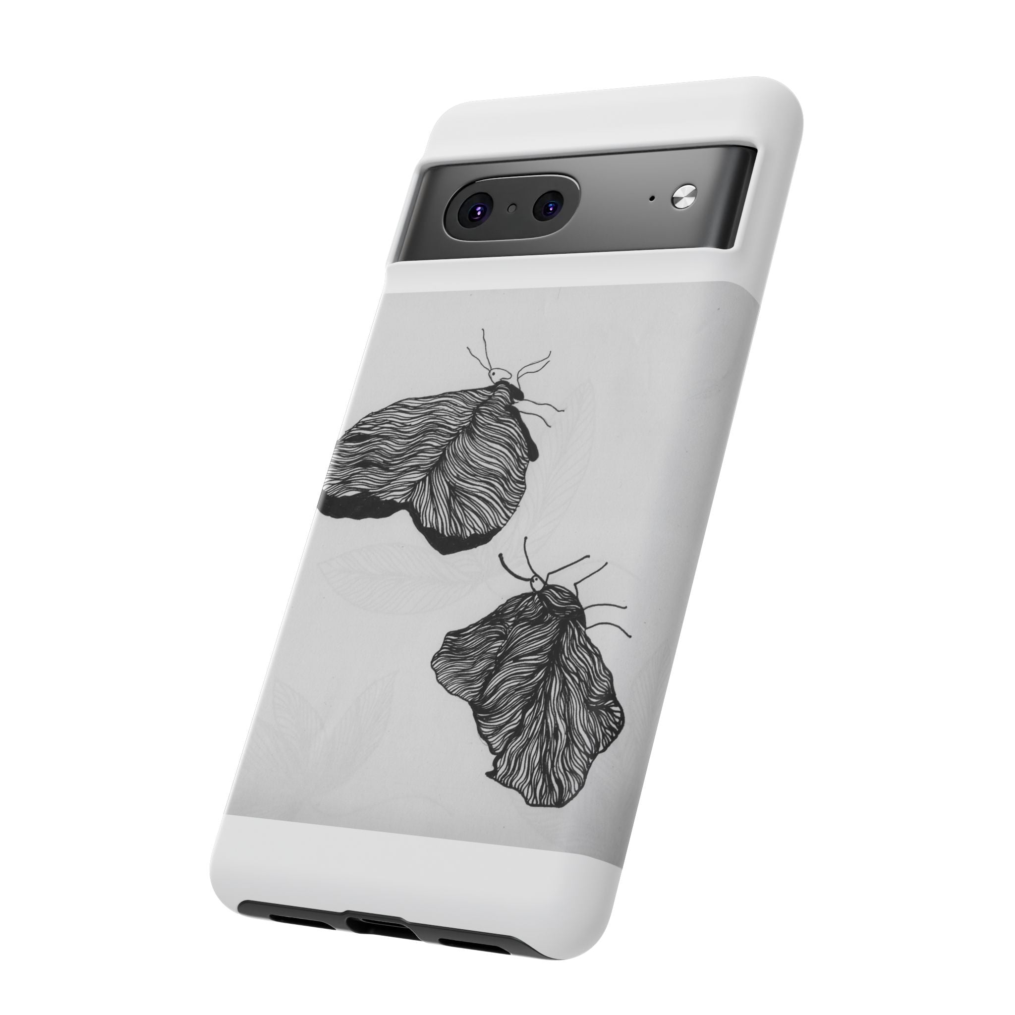 Moth Sketch Phone Case — Minimal Monochrome Insect Art iPhone Cover