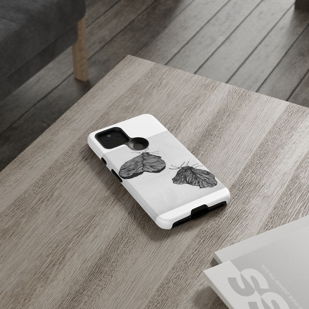 Moth Sketch Phone Case — Minimal Monochrome Insect Art iPhone Cover