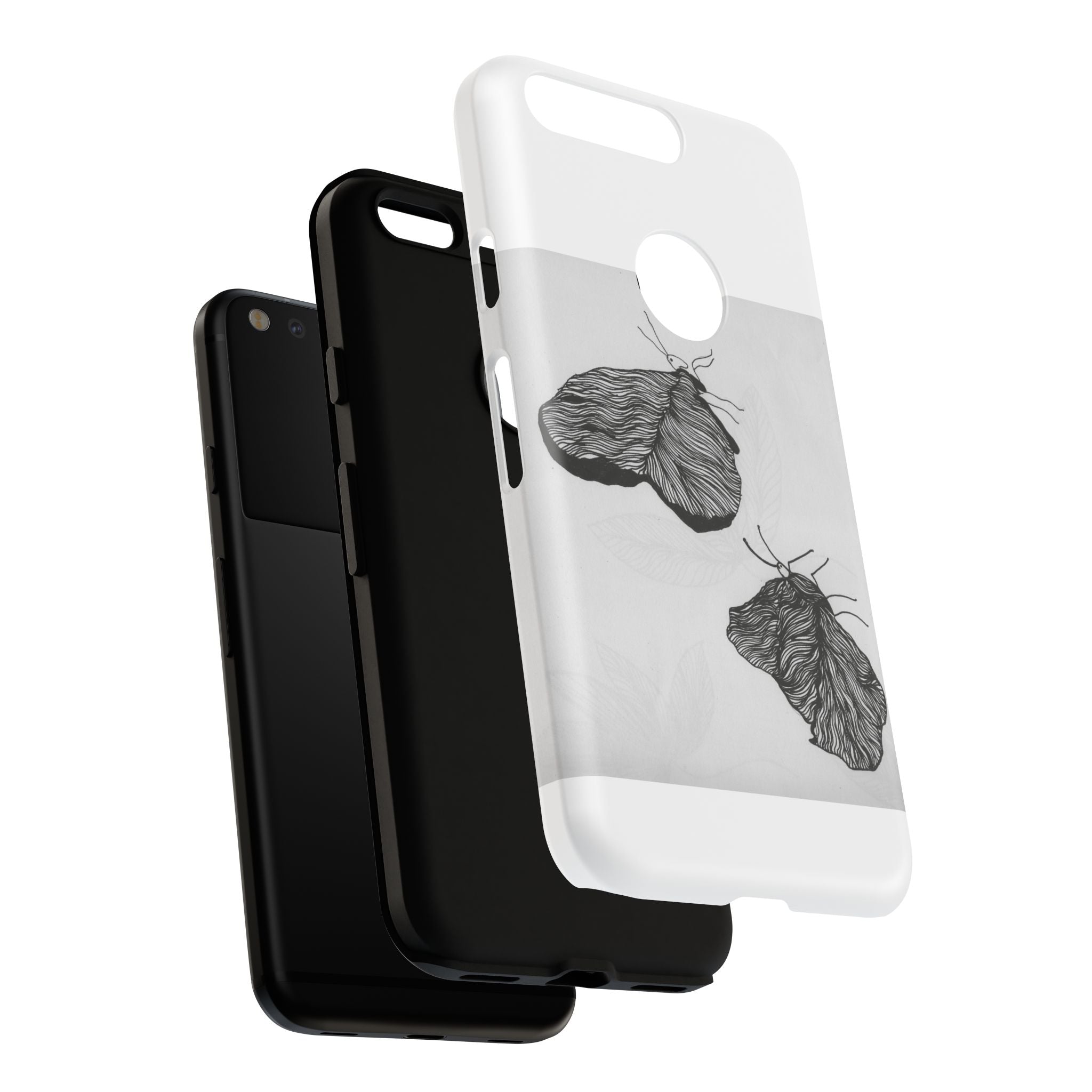 Moth Sketch Phone Case — Minimal Monochrome Insect Art iPhone Cover