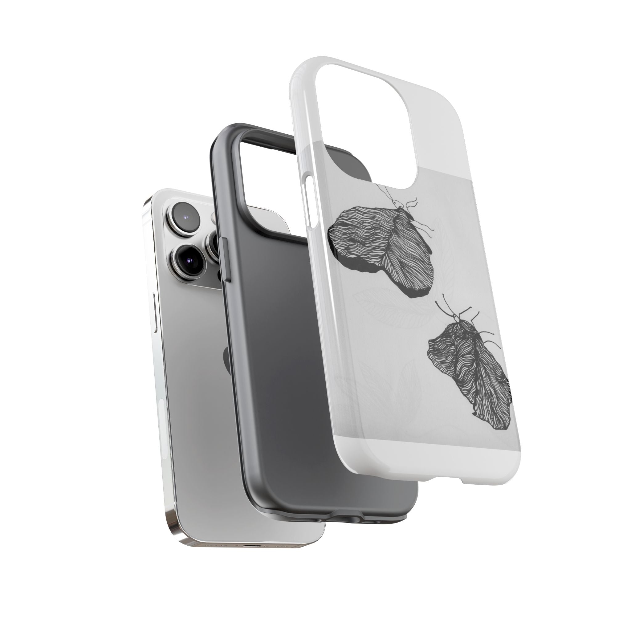 Moth Sketch Phone Case — Minimal Monochrome Insect Art iPhone Cover