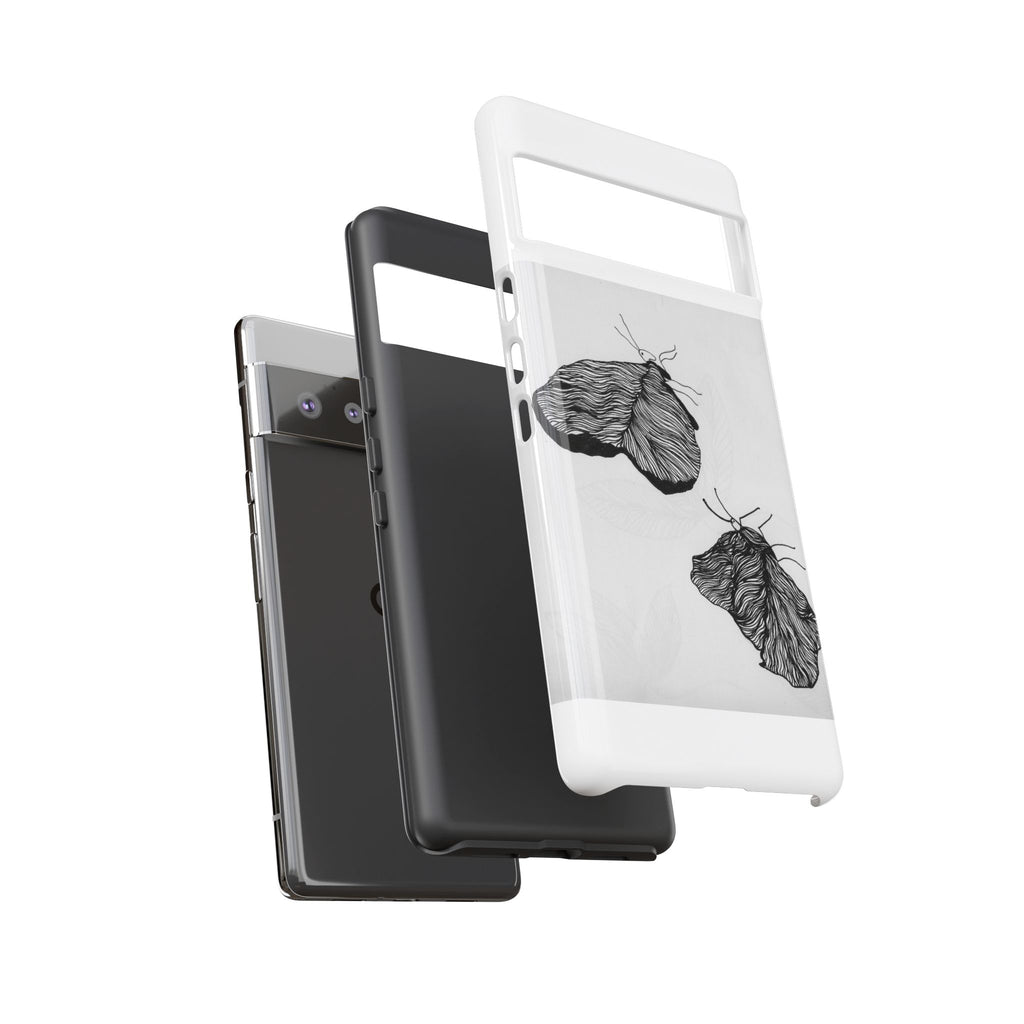 Moth Sketch Phone Case — Minimal Monochrome Insect Art iPhone Cover