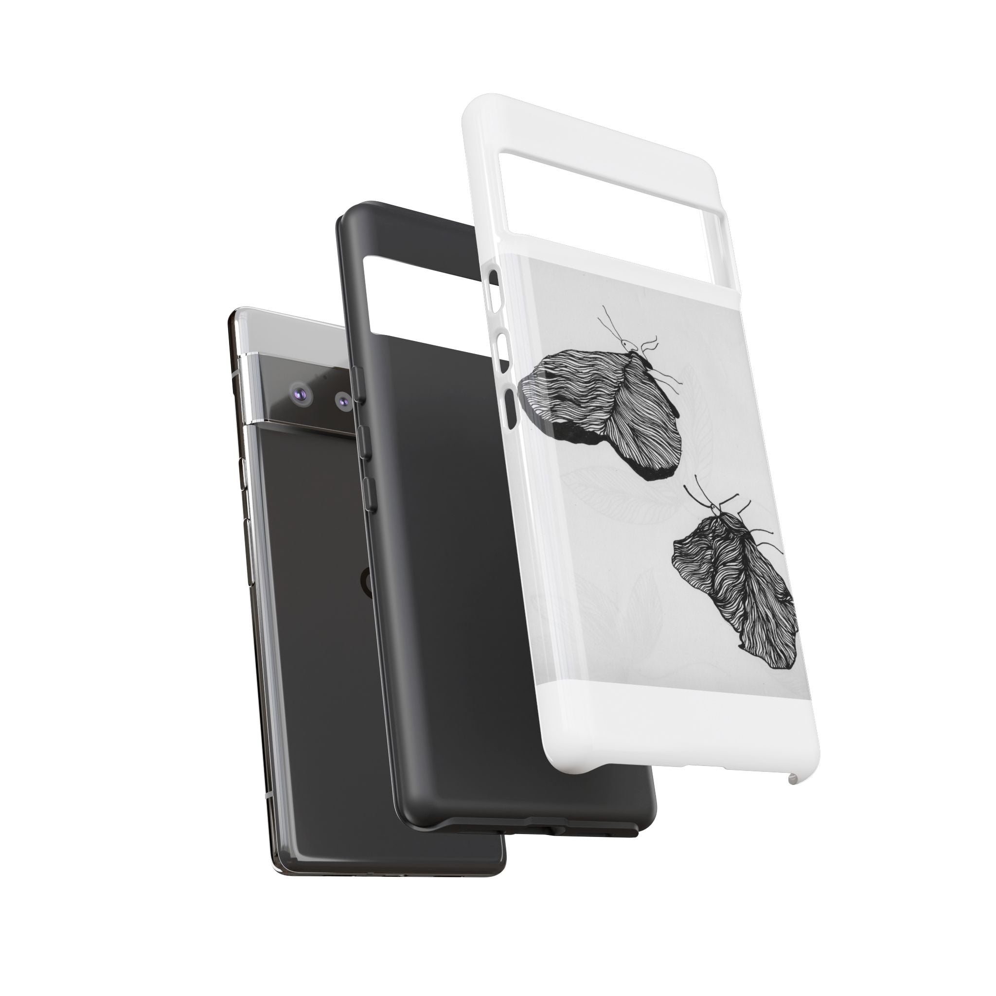 Moth Sketch Phone Case — Minimal Monochrome Insect Art iPhone Cover