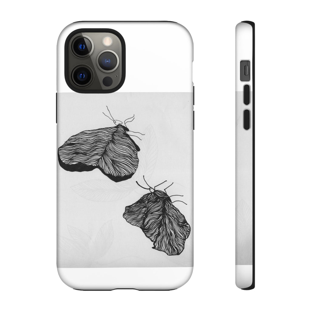 Moth Sketch Phone Case — Minimal Monochrome Insect Art iPhone Cover