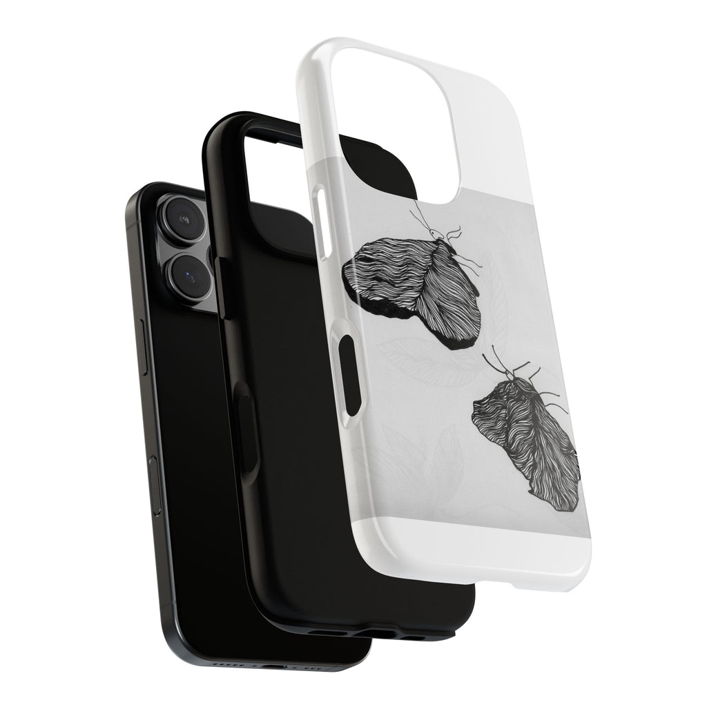 Moth Sketch Phone Case — Minimal Monochrome Insect Art iPhone Cover