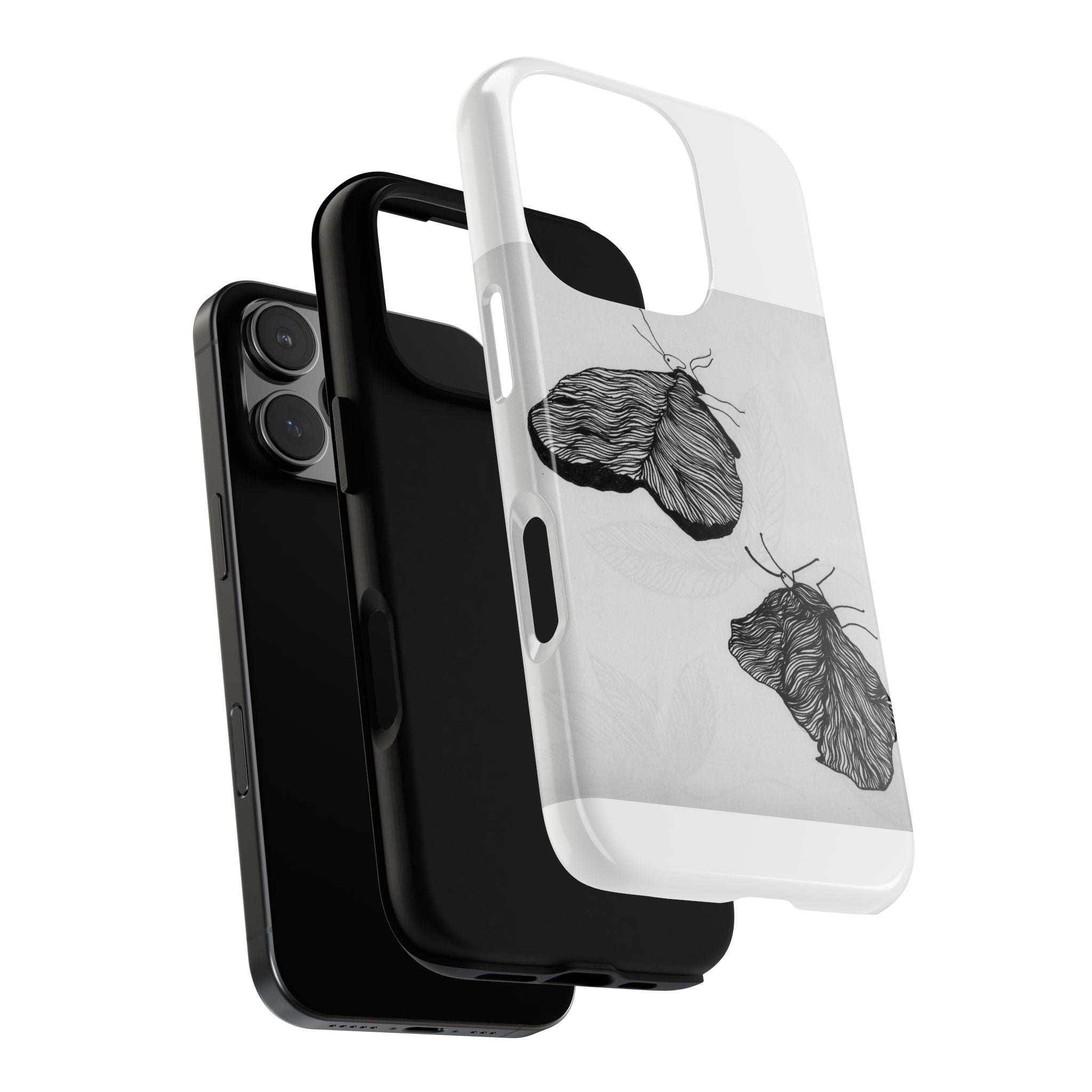 Moth Sketch Phone Case — Minimal Monochrome Insect Art iPhone Cover