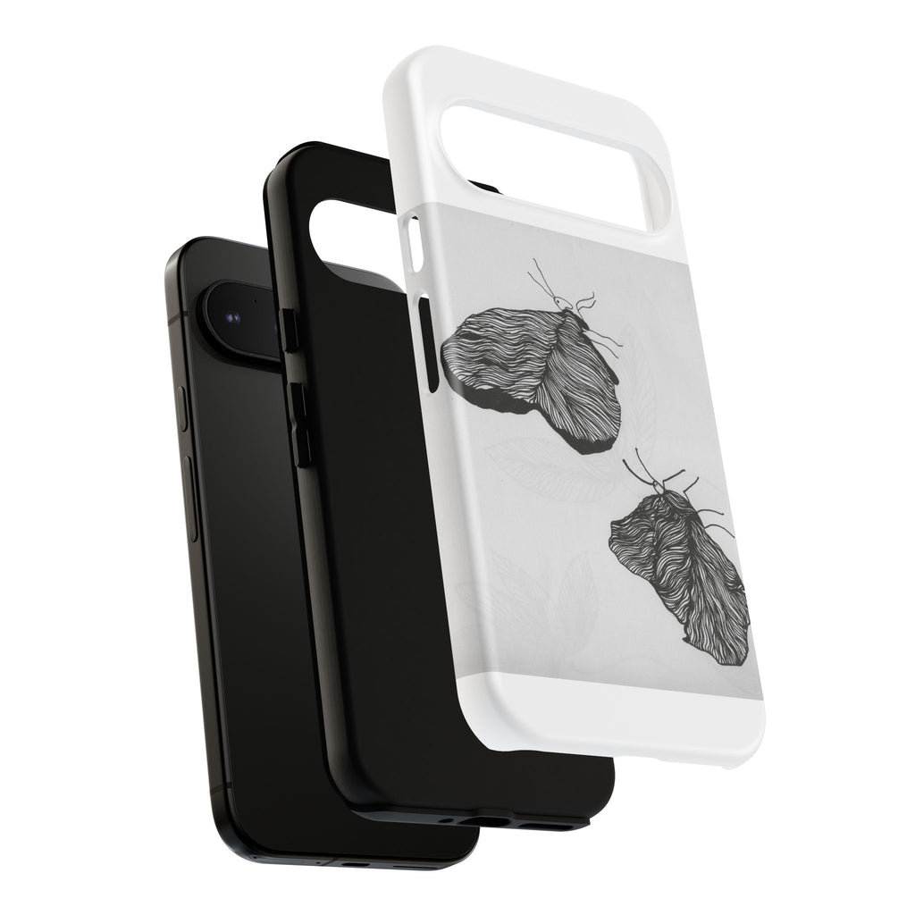 Moth Sketch Phone Case — Minimal Monochrome Insect Art iPhone Cover