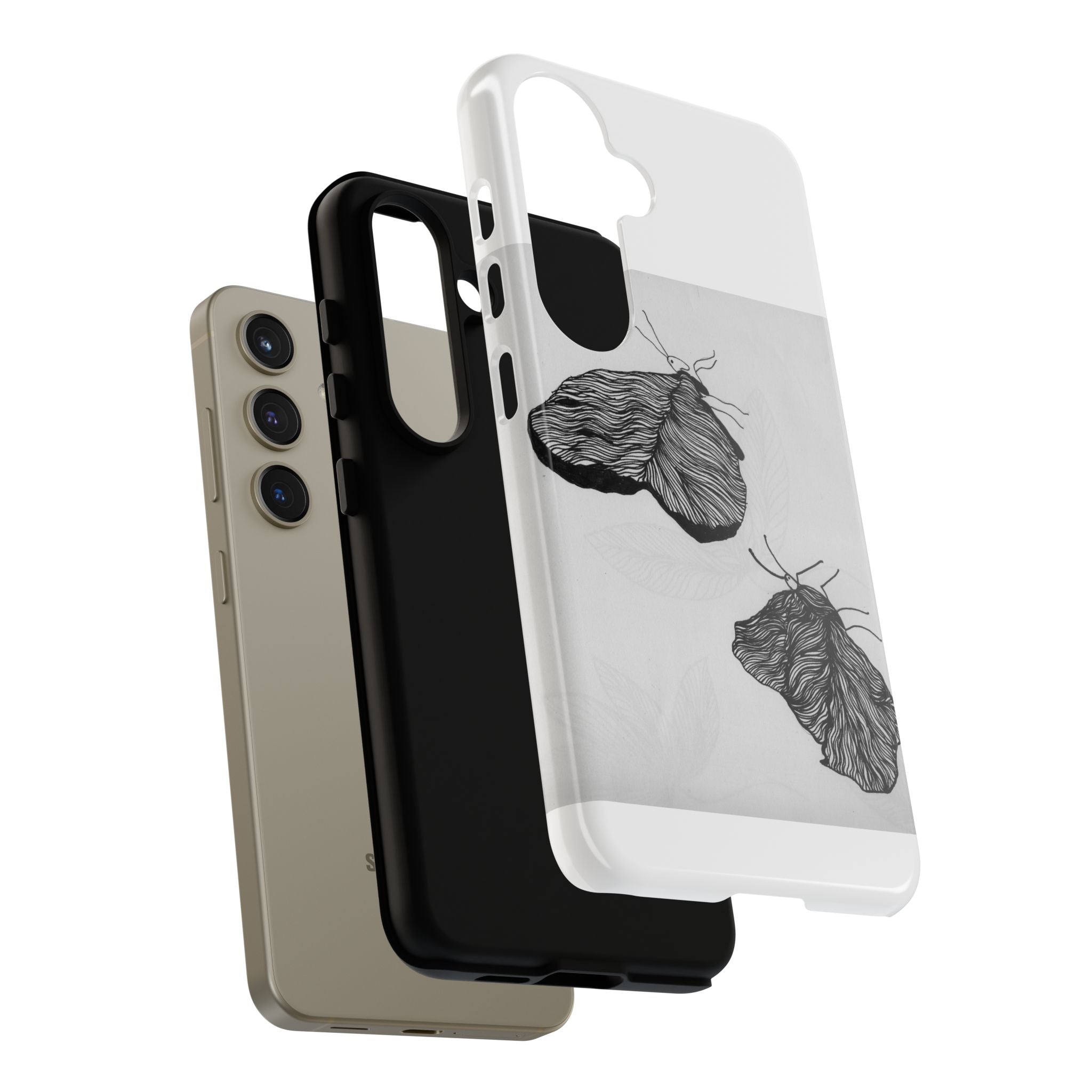 Moth Sketch Phone Case — Minimal Monochrome Insect Art iPhone Cover