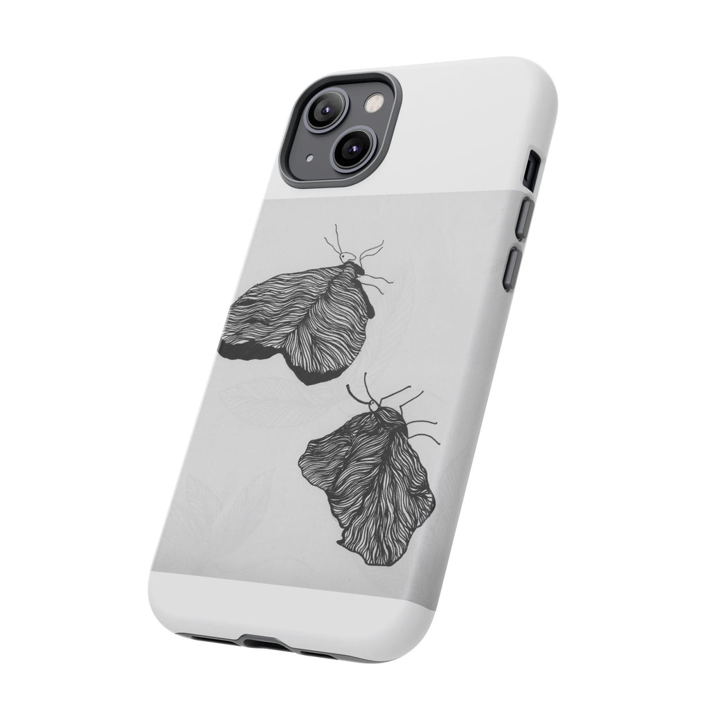 Moth Sketch Phone Case — Minimal Monochrome Insect Art iPhone Cover