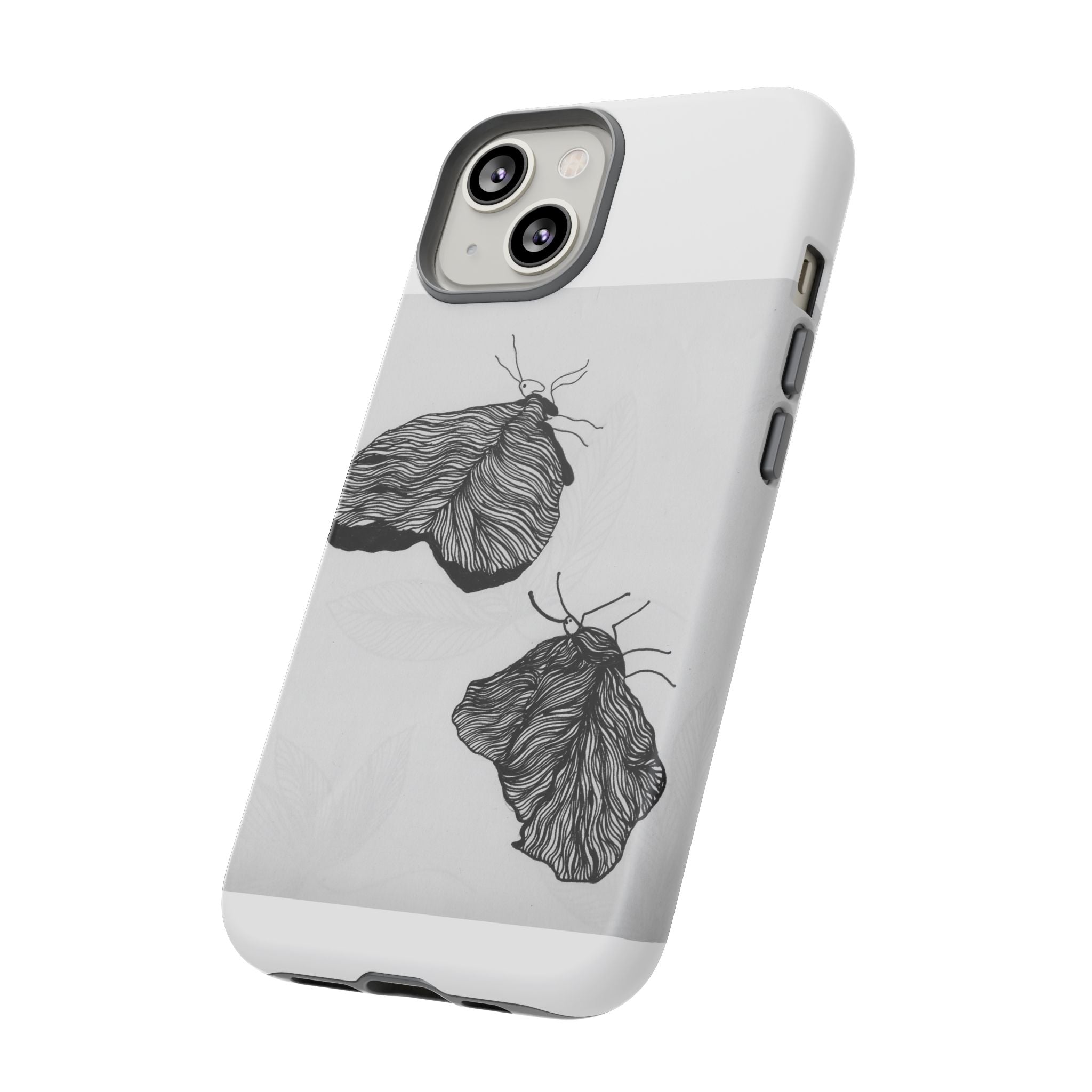 Moth Sketch Phone Case — Minimal Monochrome Insect Art iPhone Cover