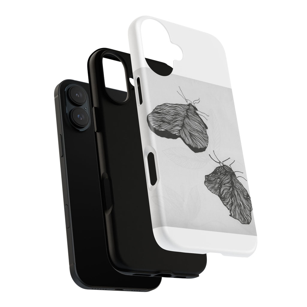 Moth Sketch Phone Case — Minimal Monochrome Insect Art iPhone Cover