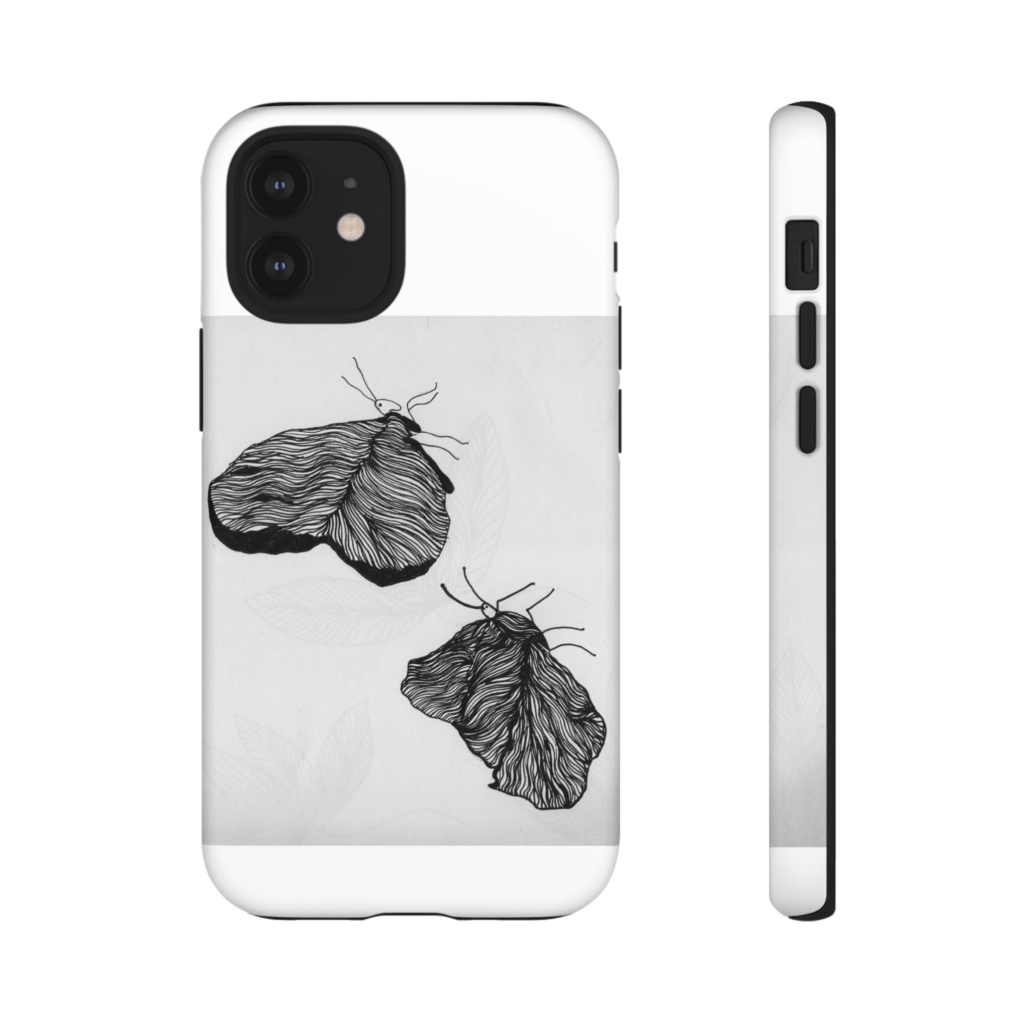 Moth Sketch Phone Case — Minimal Monochrome Insect Art iPhone Cover