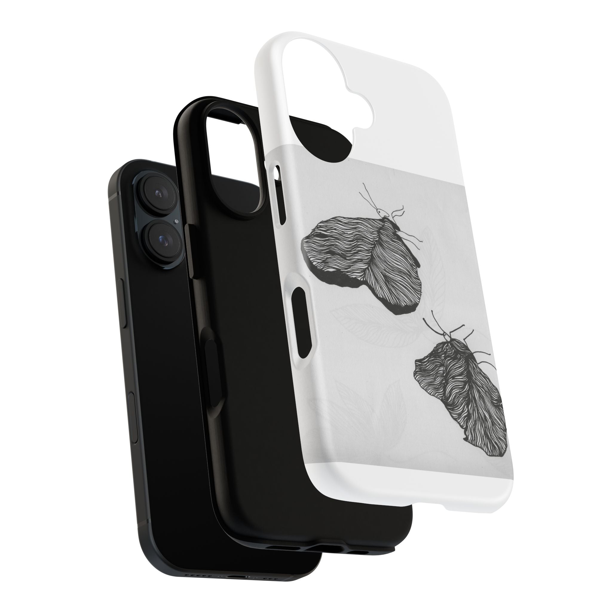Phone Case — Minimal Black & White Moth Illustration