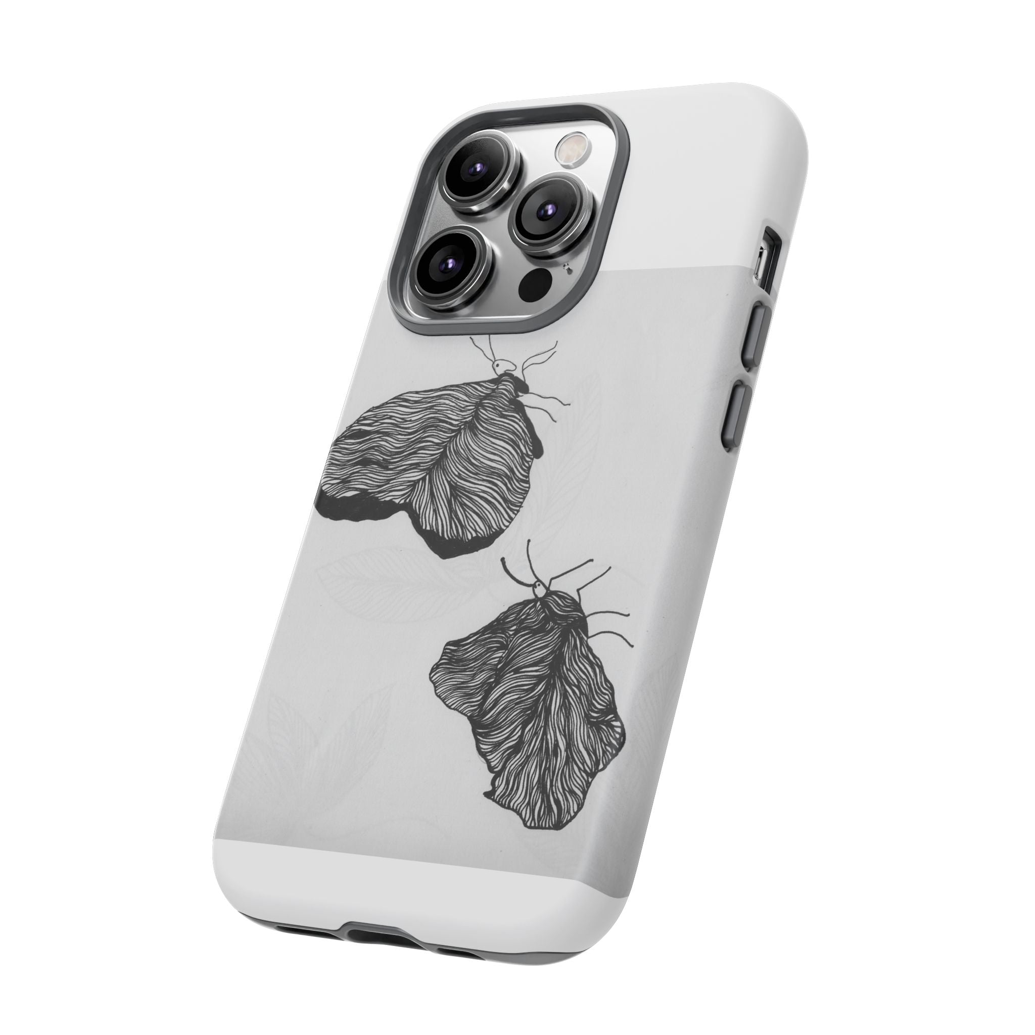 Moth Sketch Phone Case — Minimal Monochrome Insect Art iPhone Cover