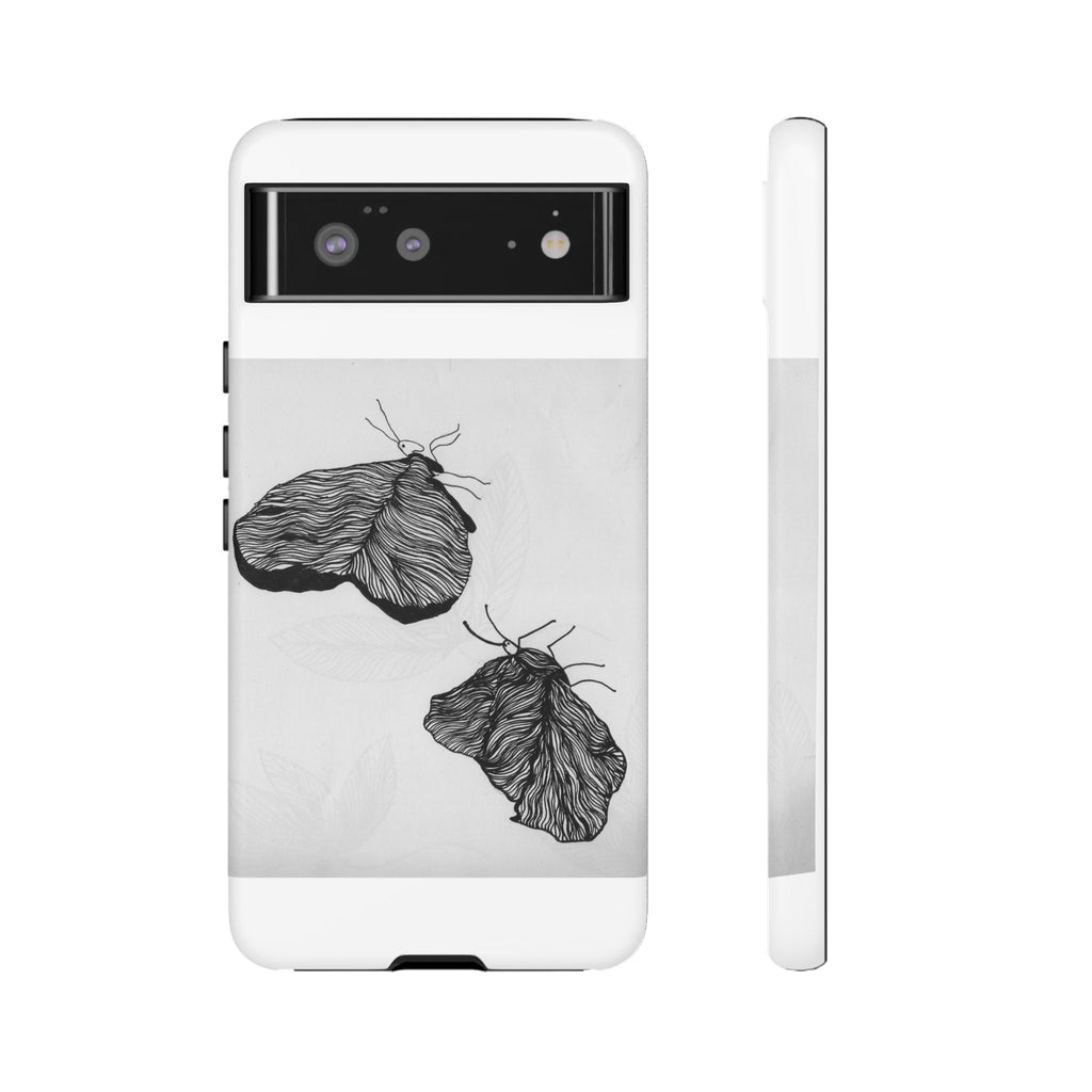 Moth Sketch Phone Case — Minimal Monochrome Insect Art iPhone Cover