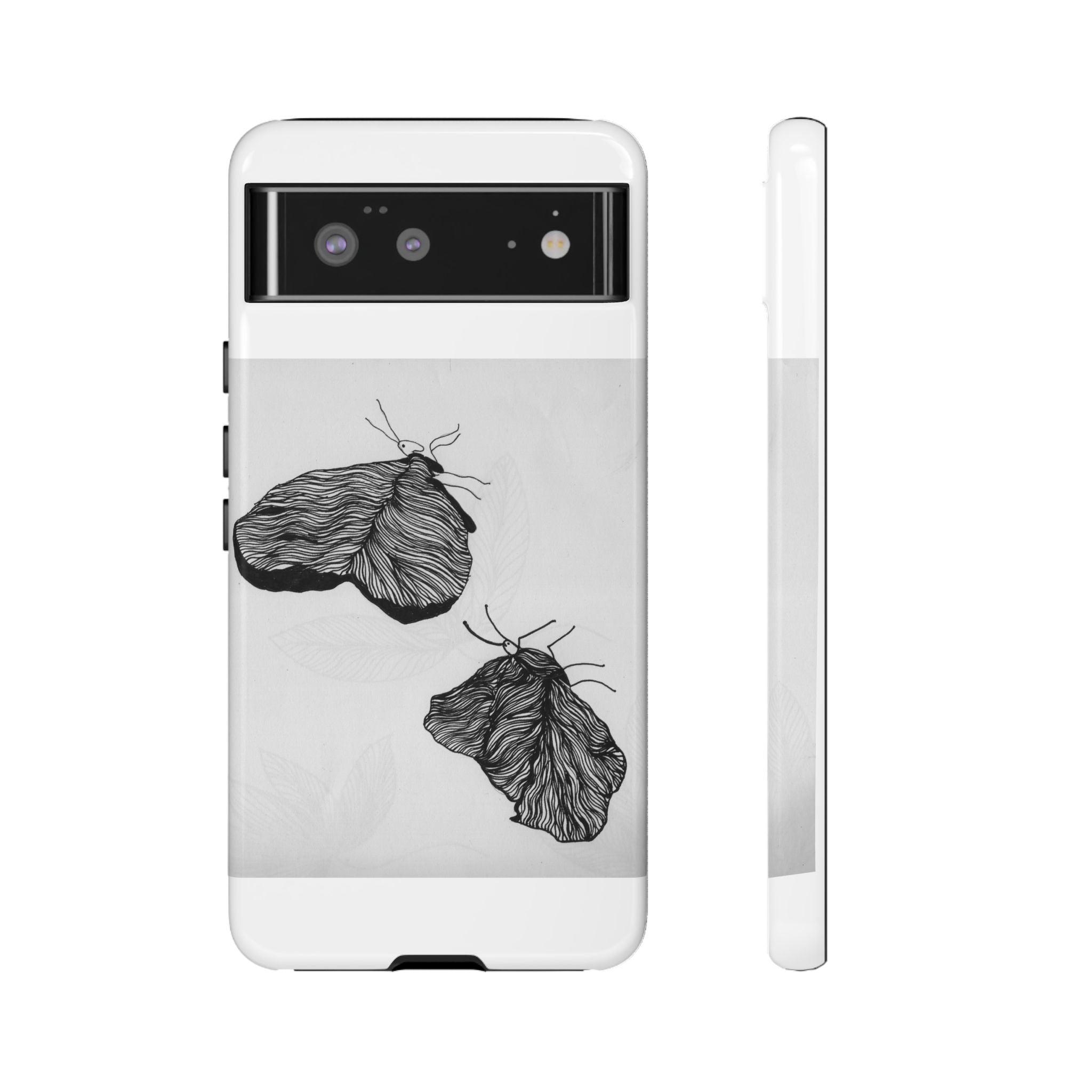 Moth Sketch Phone Case — Minimal Monochrome Insect Art iPhone Cover