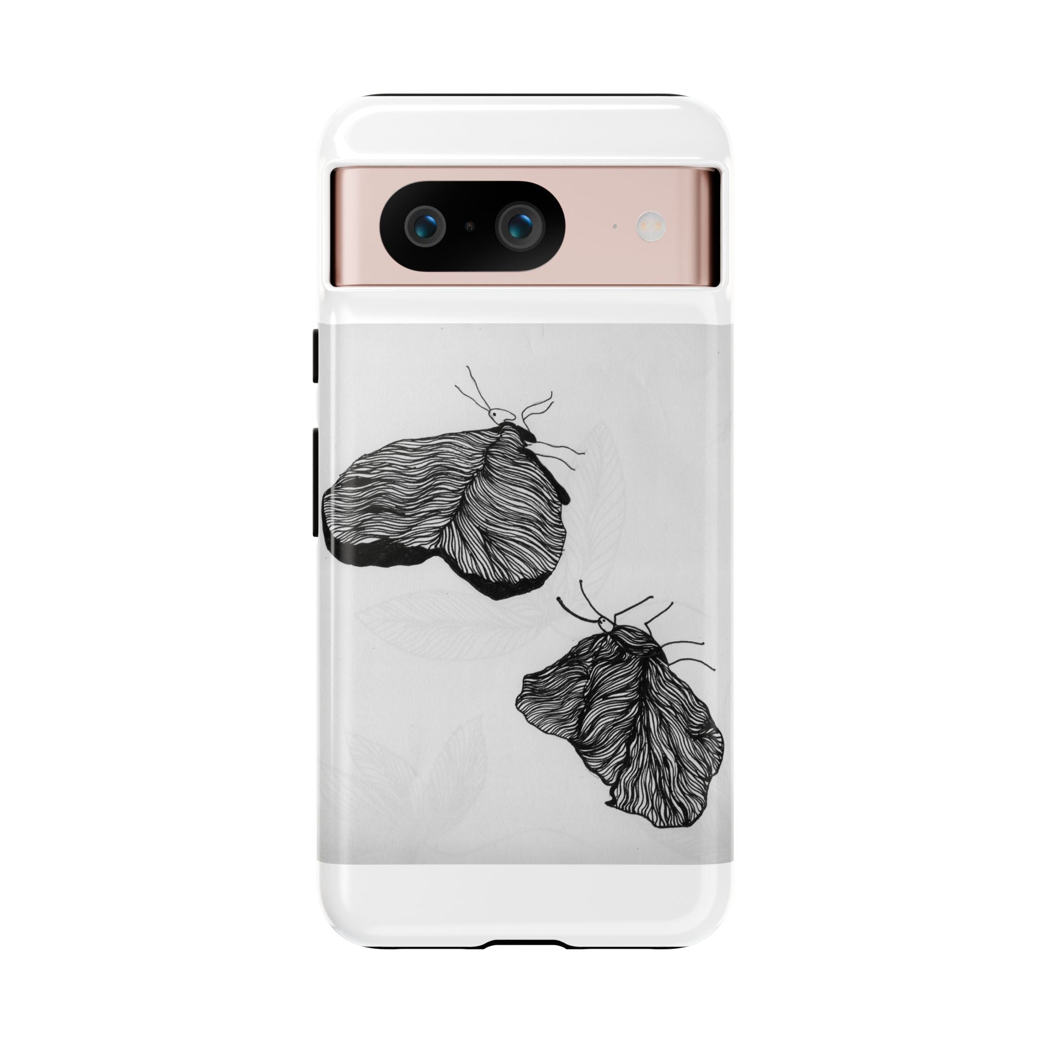 Moth Sketch Phone Case — Minimal Monochrome Insect Art iPhone Cover