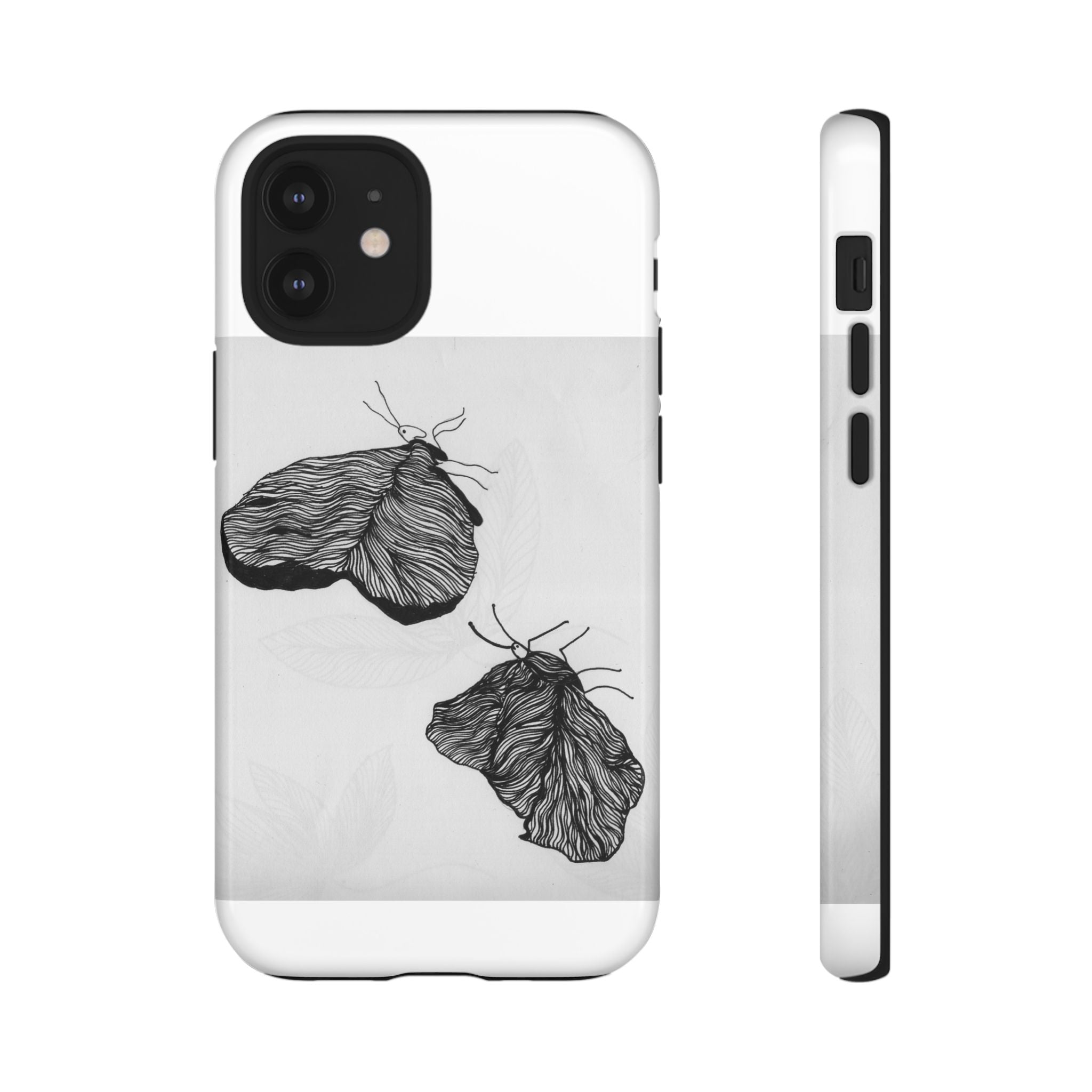 Moth Sketch Phone Case — Minimal Monochrome Insect Art iPhone Cover
