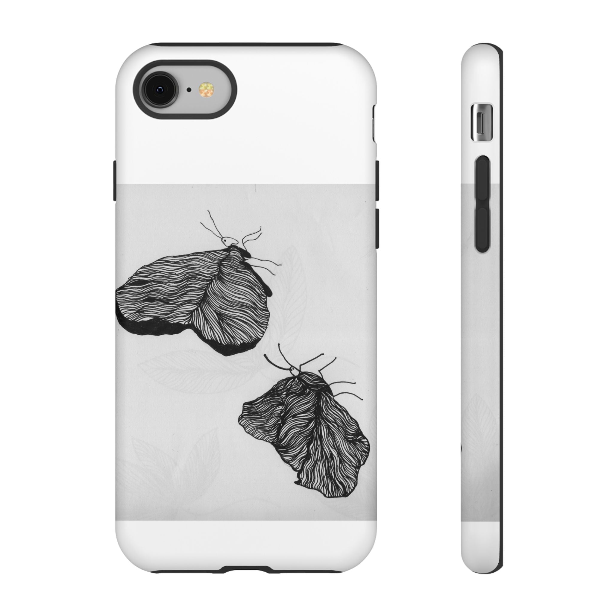 Moth Sketch Phone Case — Minimal Monochrome Insect Art iPhone Cover