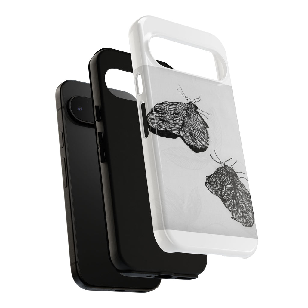 Moth Sketch Phone Case — Minimal Monochrome Insect Art iPhone Cover