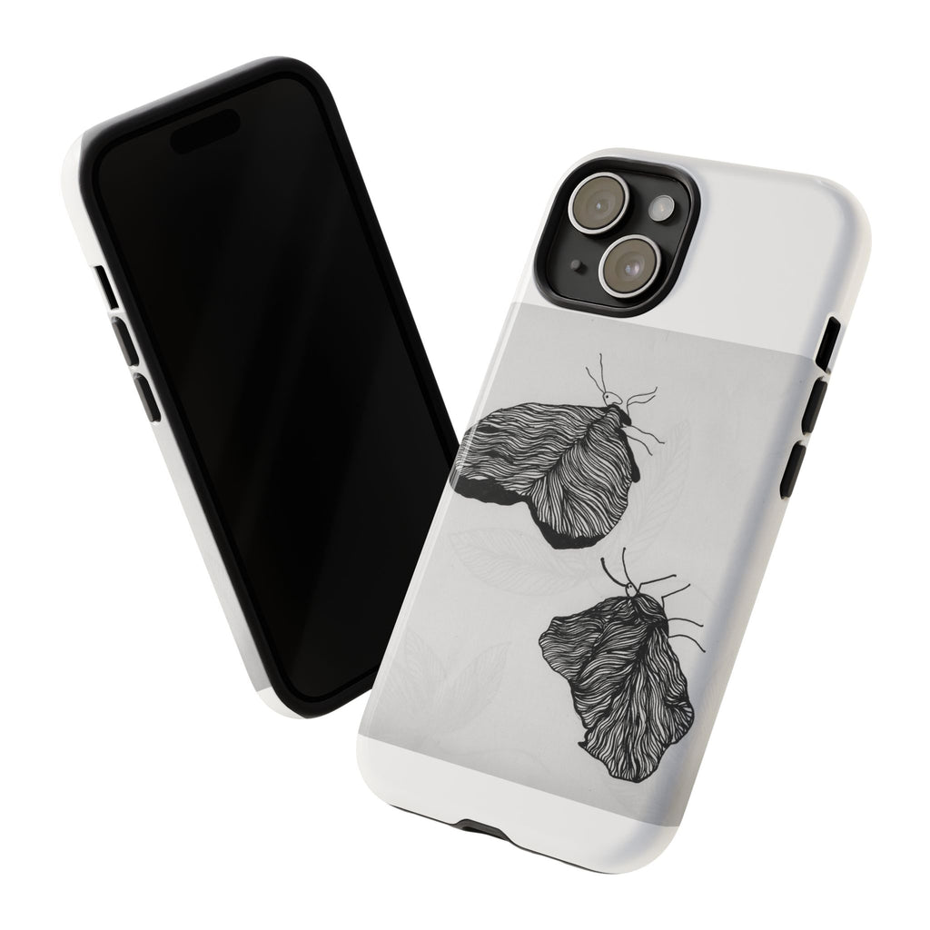 Moth Sketch Phone Case — Minimal Monochrome Insect Art iPhone Cover