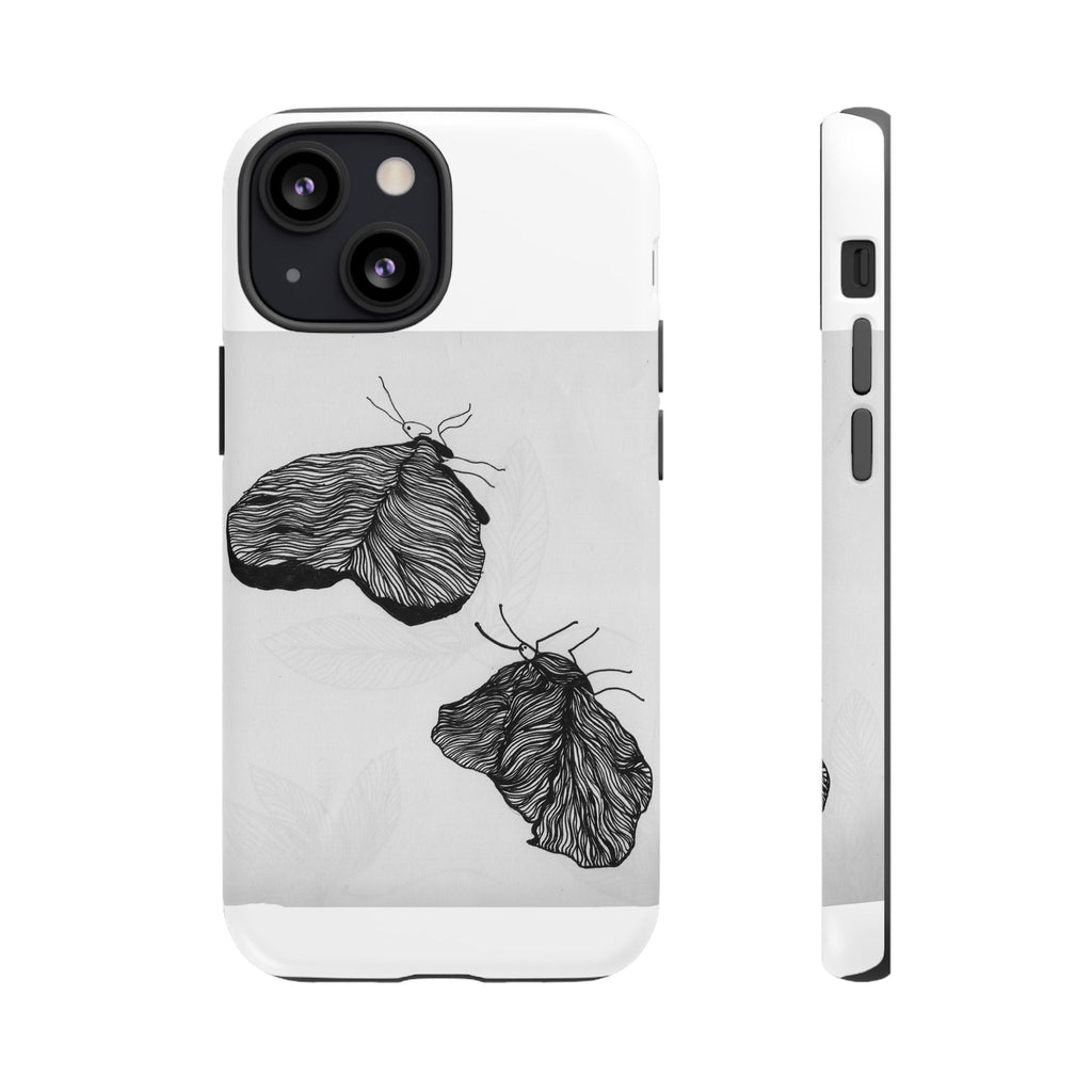 Moth Sketch Phone Case — Minimal Monochrome Insect Art iPhone Cover