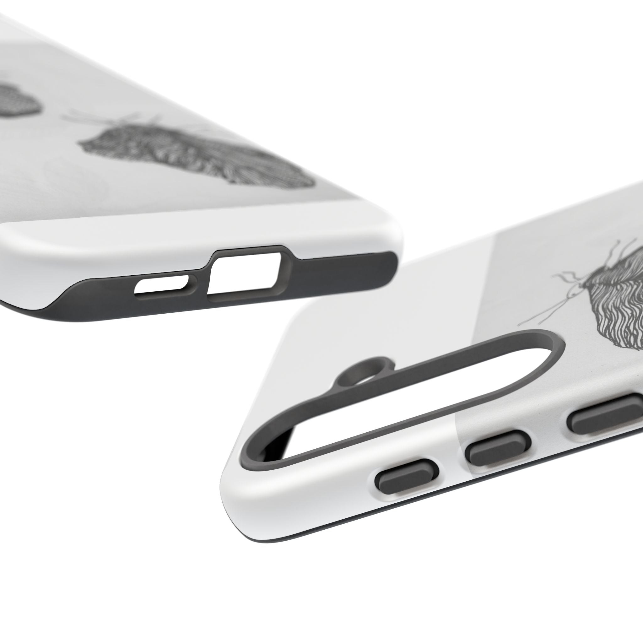 Moth Sketch Phone Case — Minimal Monochrome Insect Art iPhone Cover